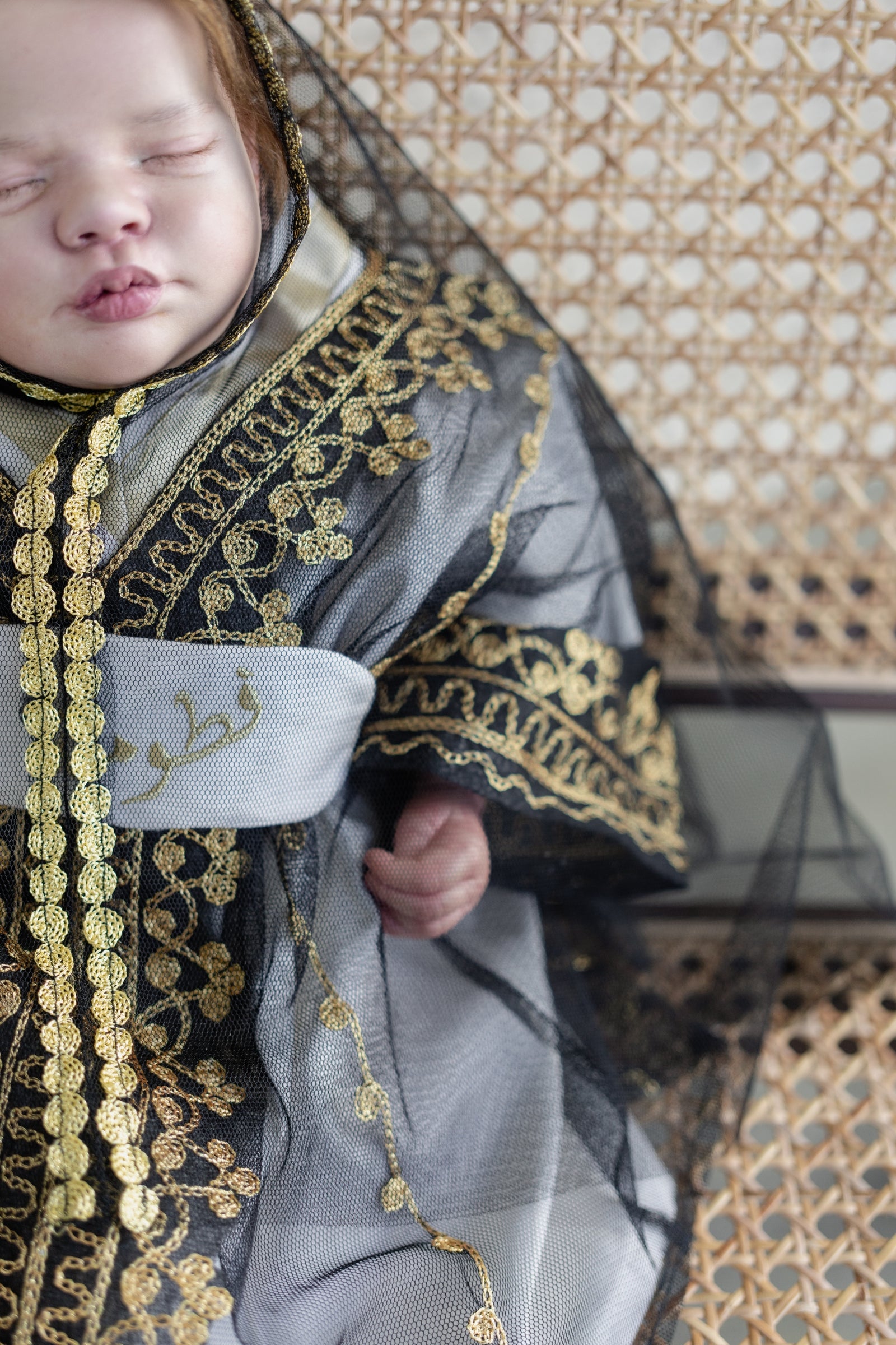 Luxury Baby Girl Black Thoub Set 06M | With Bokhnag, Dress & Embroidered Belt Kavarati Luxury Baby Girl Black Thoub Set 06M | With Bokhnag, Dress & Embroidered Belt Kavarati