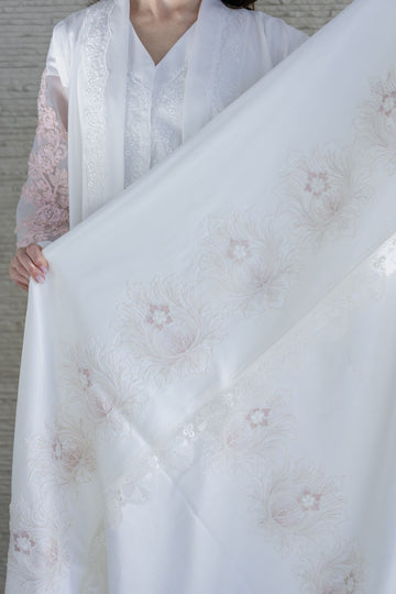 Deluxe Ivory Bedding Set with Blush Embroidered Florals