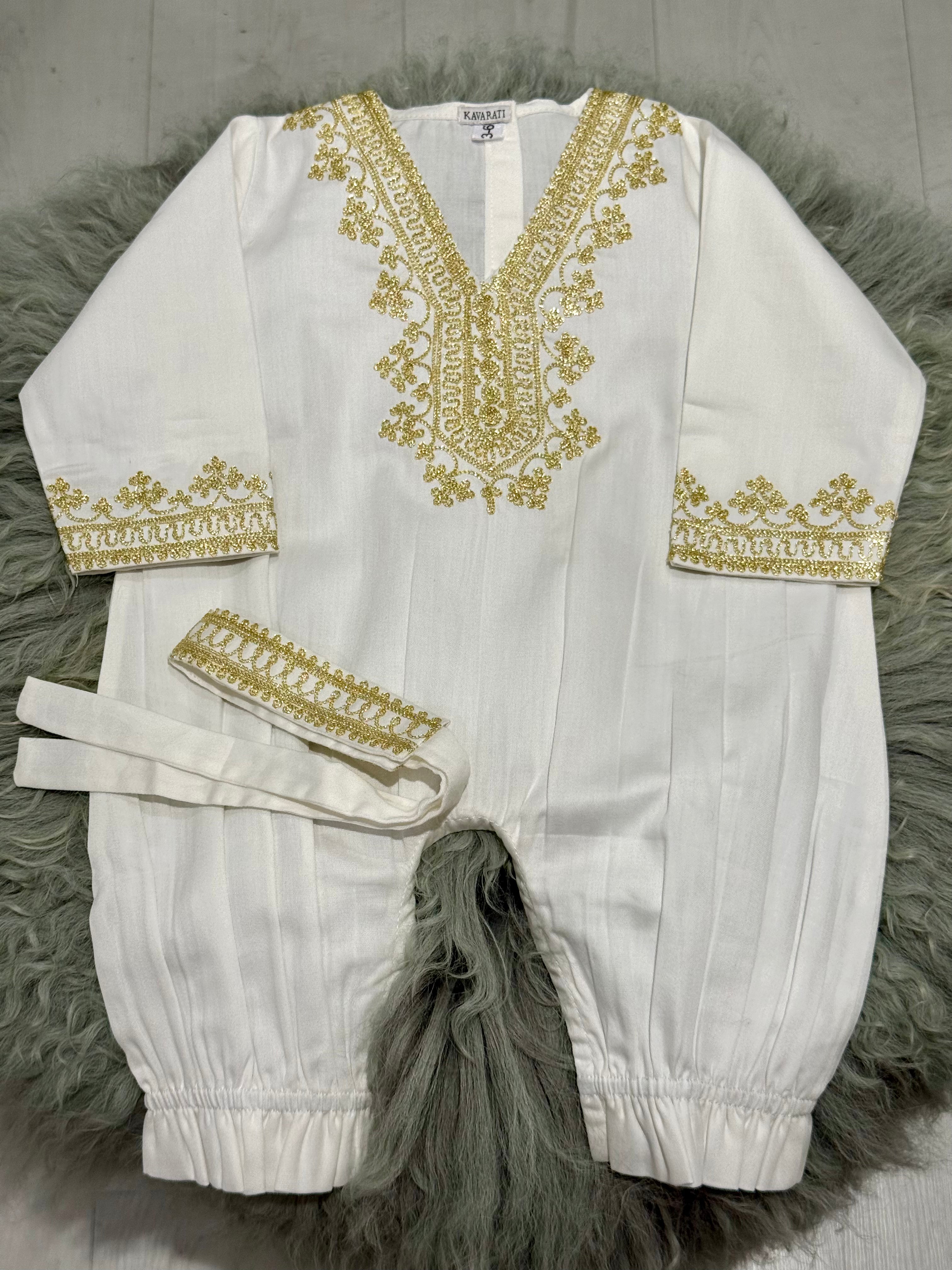 Ramadan Baby Girl Embroidered Overall Set (3–6M)