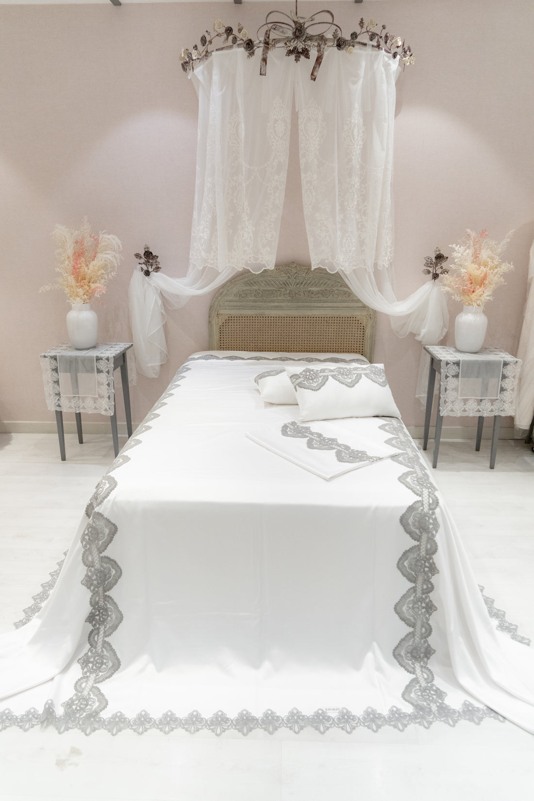 Delicate Cotton Cover with Grey Lace