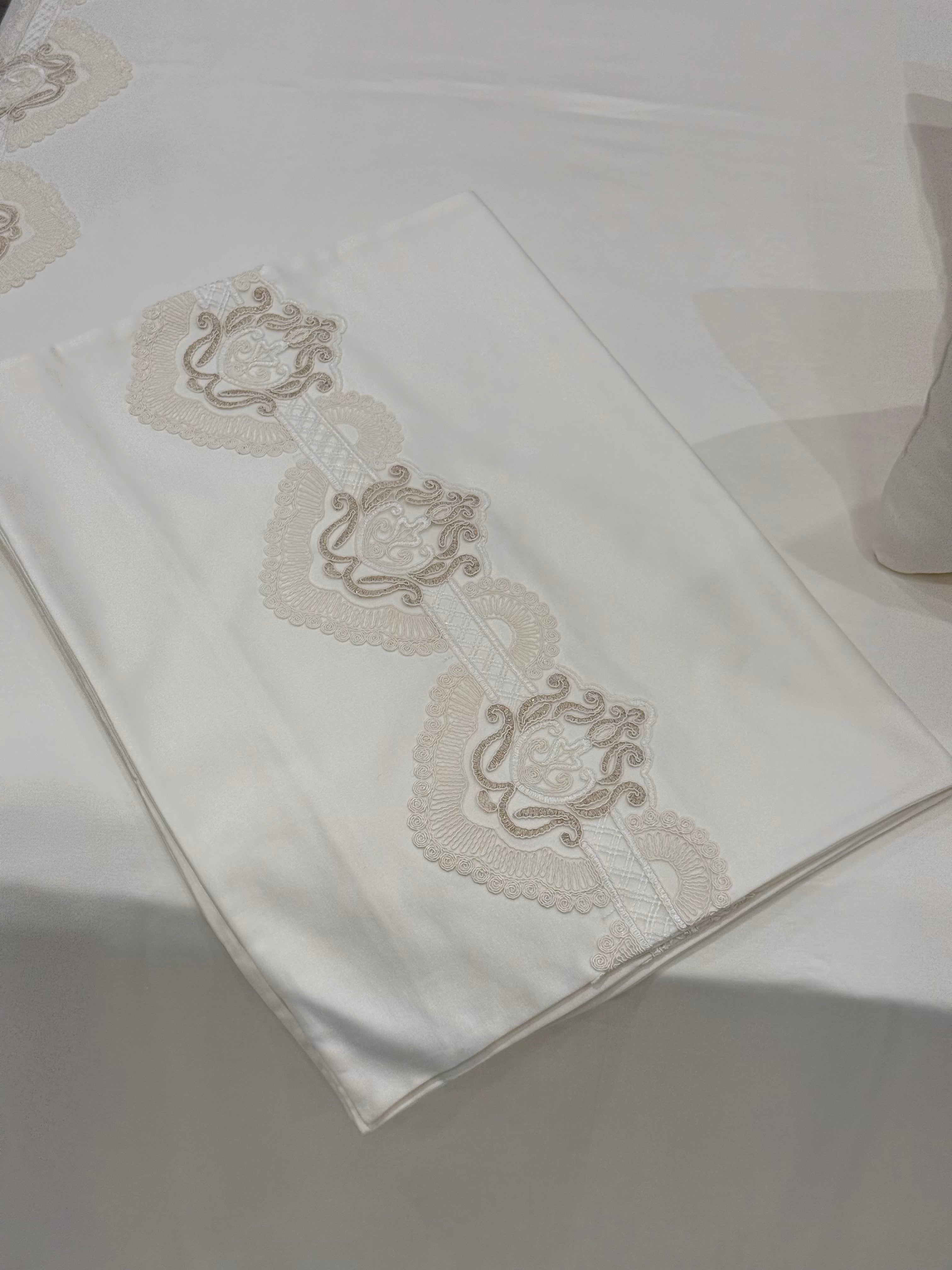 Delicate Cotton Cover with Elegant Gold Guipure