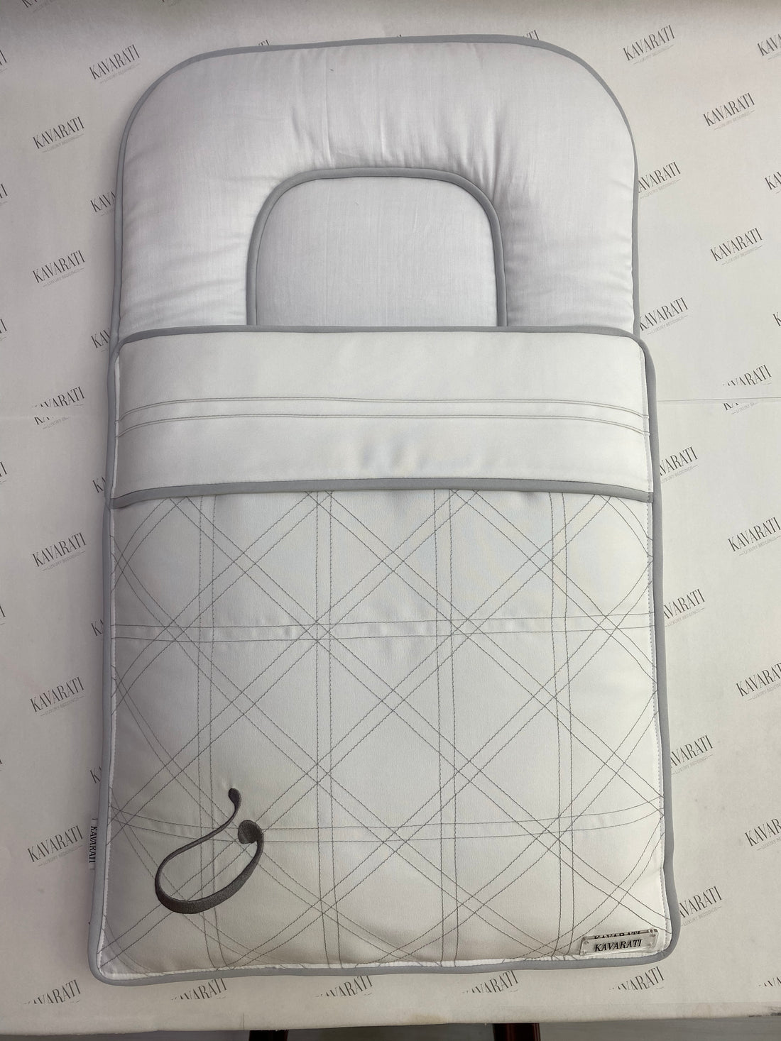 Personalized Hand-Embroidered Baby Sleeping Bag – Soft White Cotton
