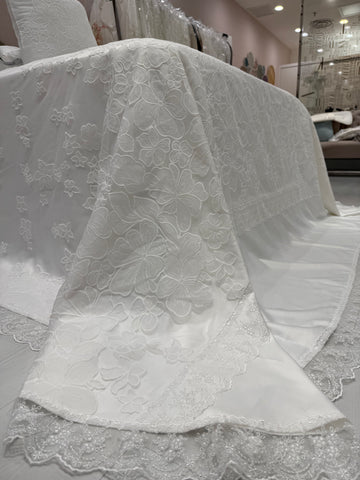 Chic Cotton Cover with Intricate Floral Guipure Embroidery