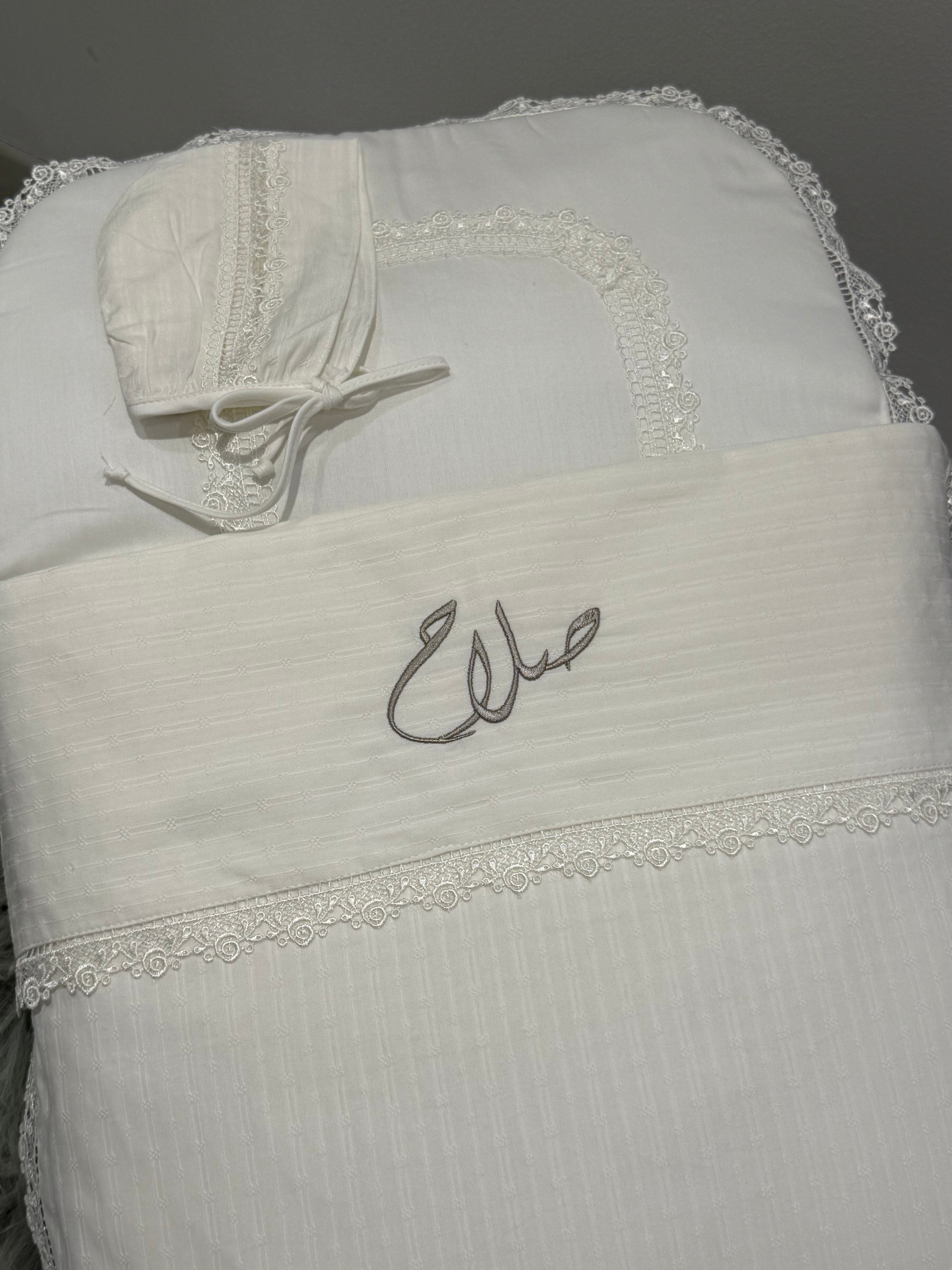 Elegant Cotton Baby Set with Delicate Lace