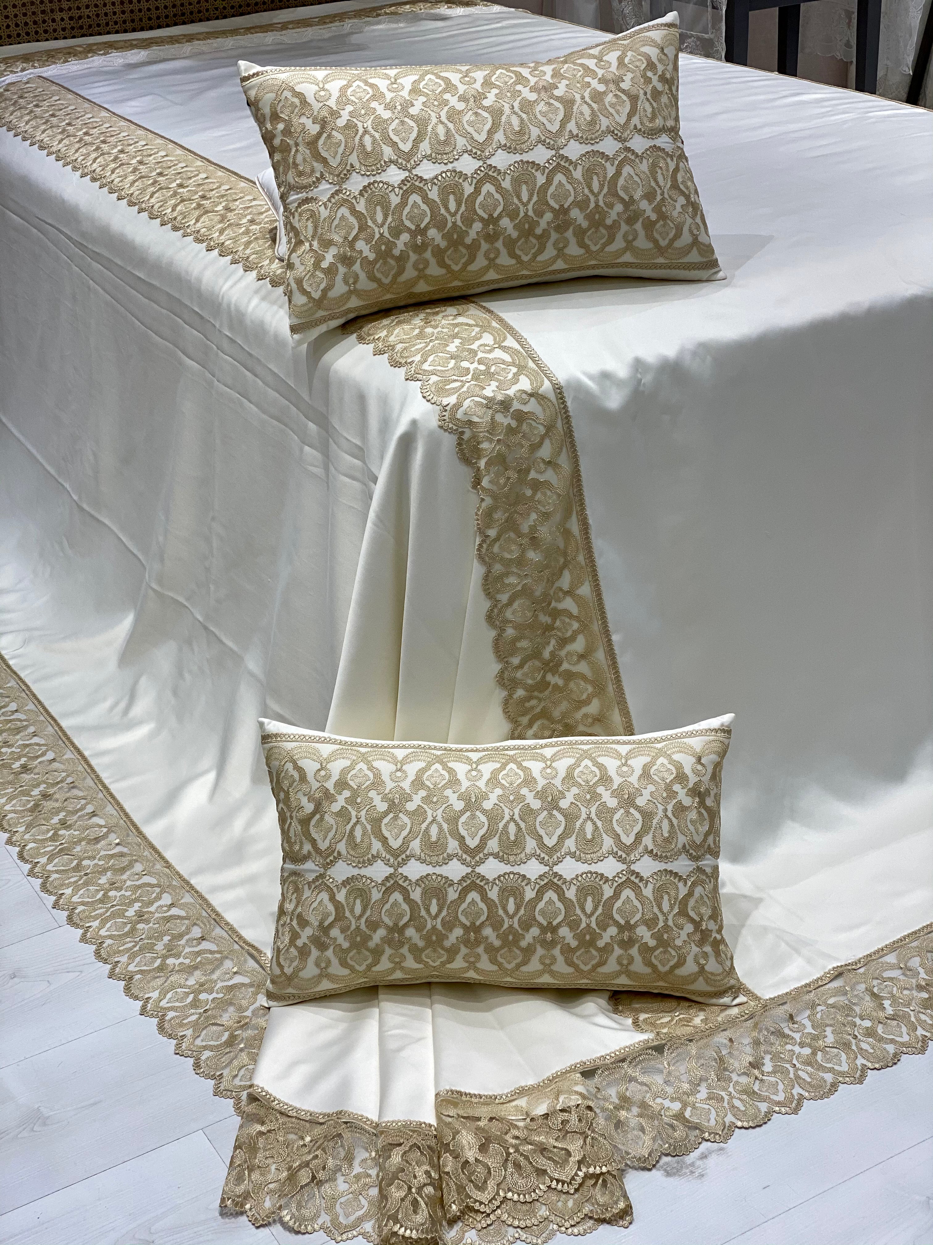 Delicate Cotton Cover with Elegant  Beige Guipure Lace