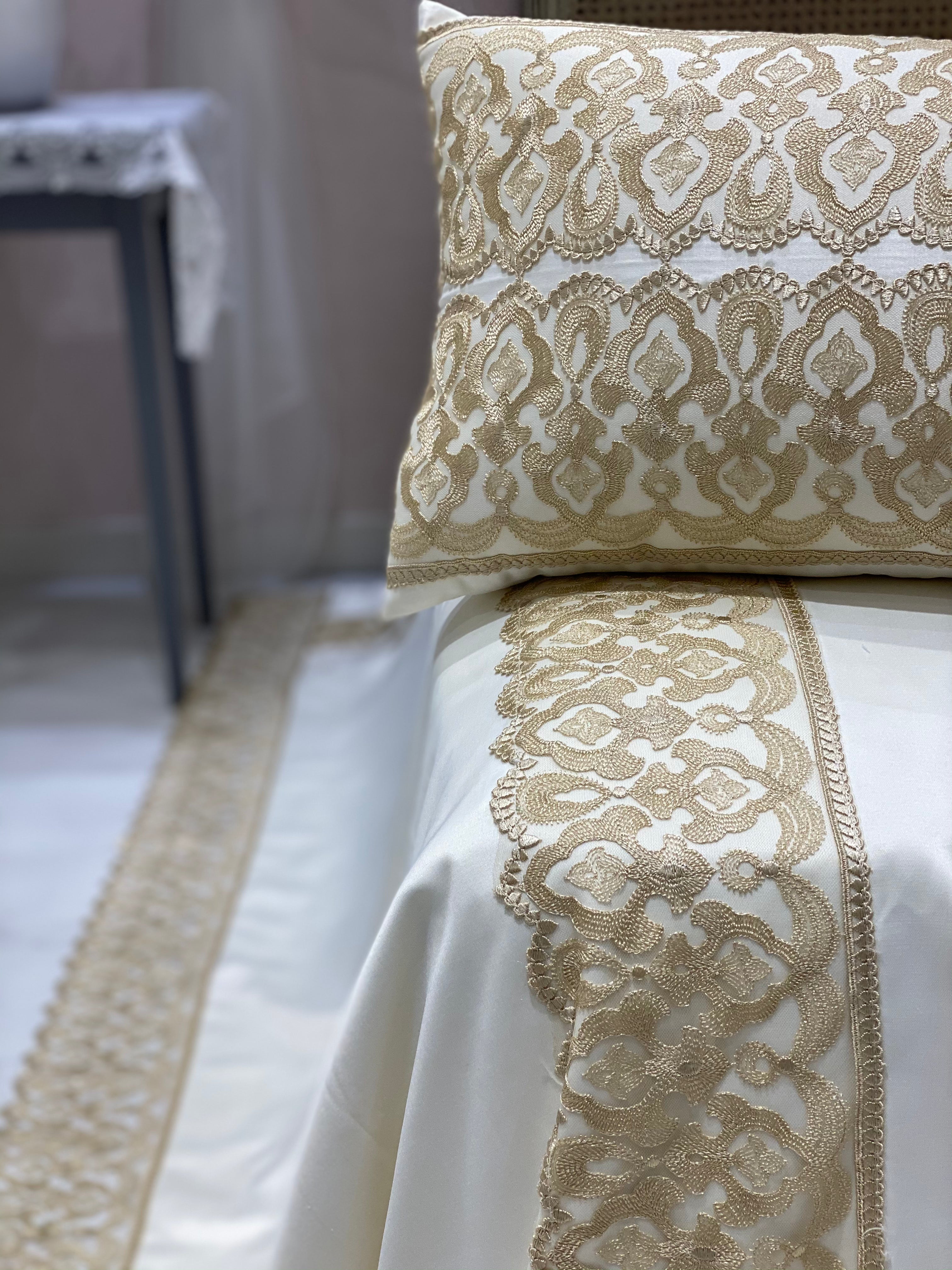 Delicate Cotton Cover with Elegant  Beige Guipure Lace