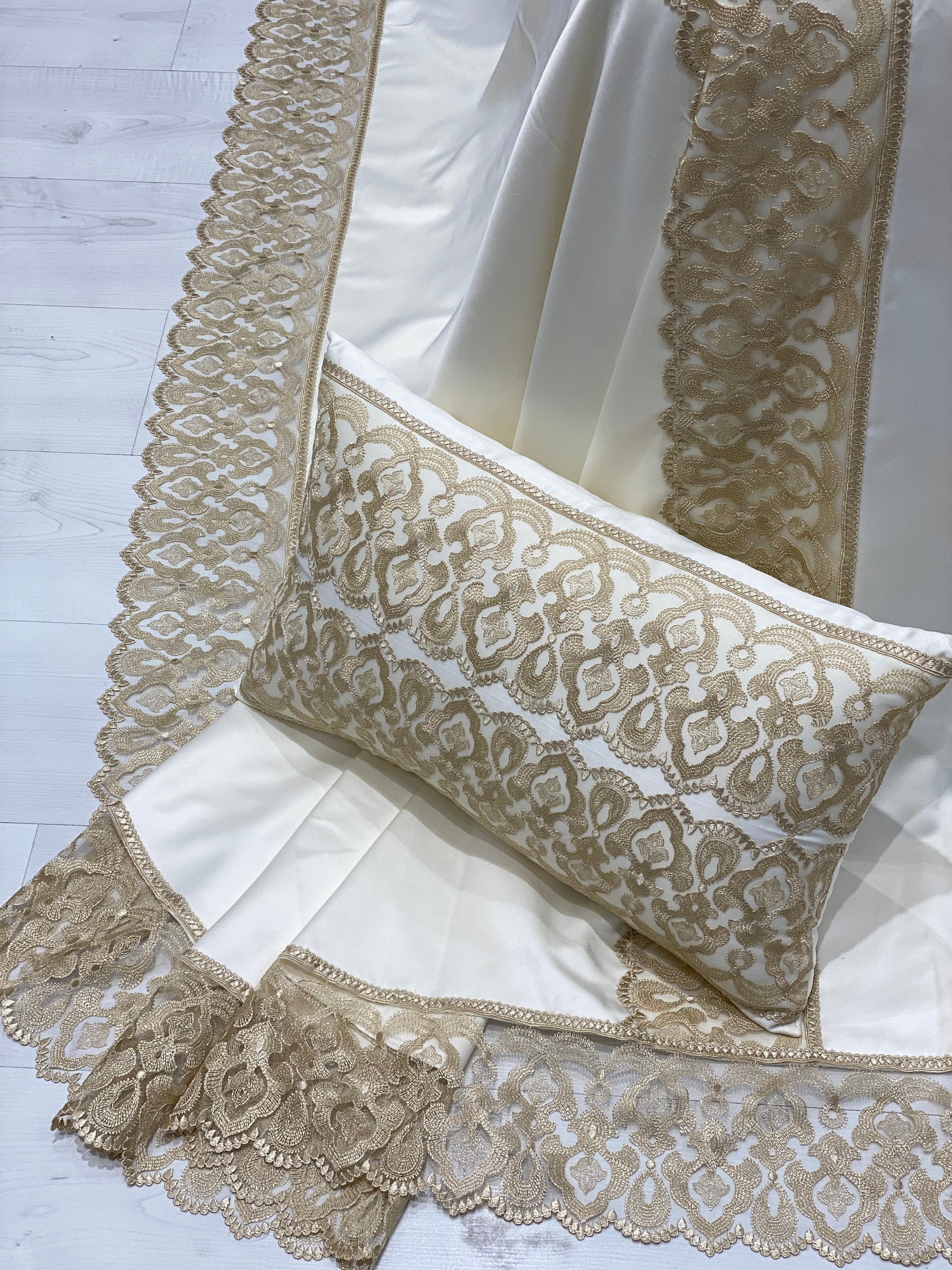 Delicate Cotton Cover with Elegant  Beige Guipure Lace