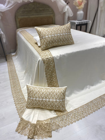Delicate Cotton Cover with Elegant  Beige Guipure Lace