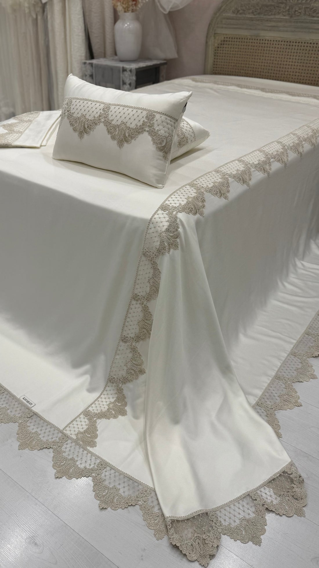 Delicate Cotton Cover with Luxury Gold Lace