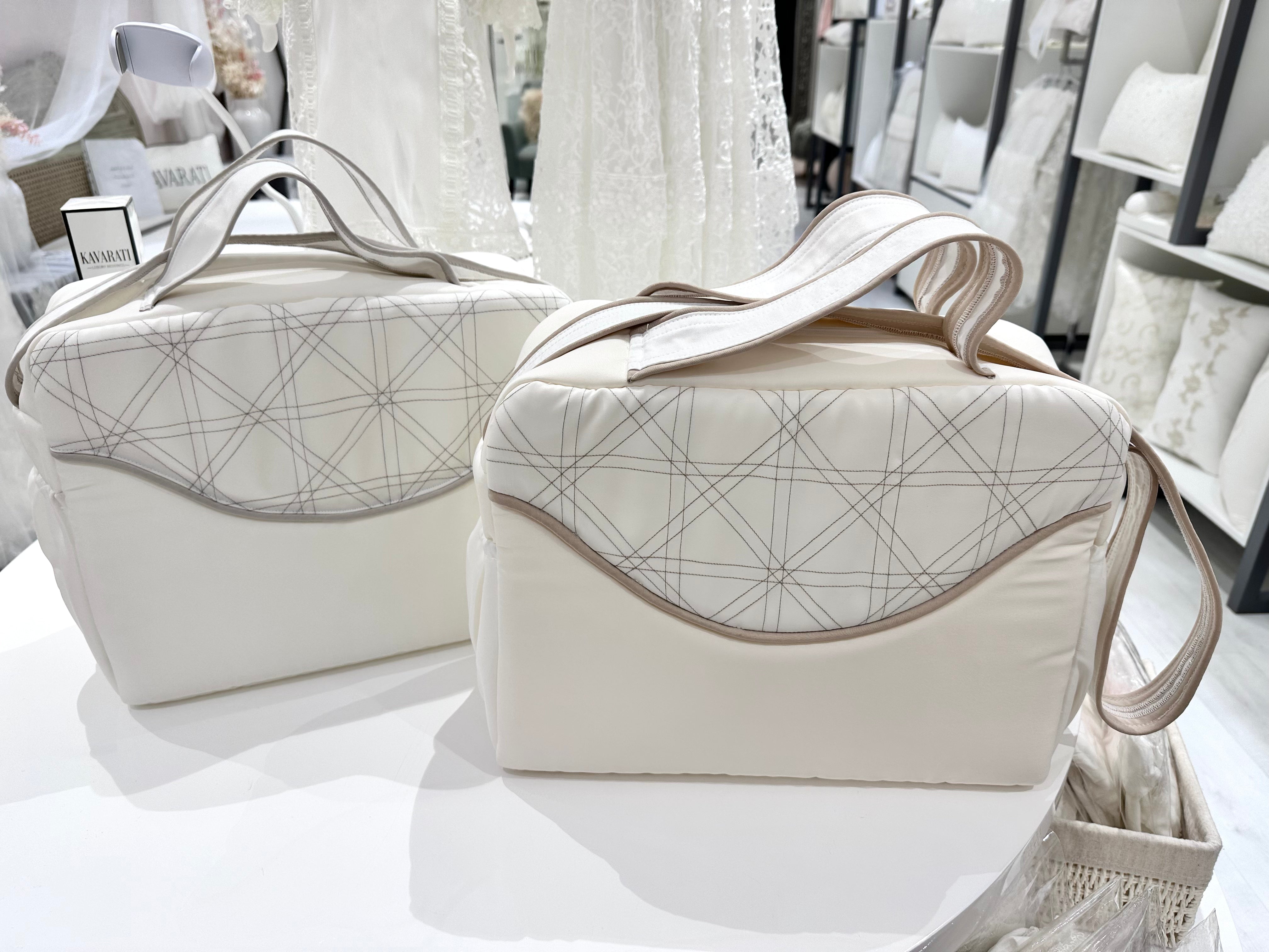 Elegant Embroidered Ivory Baby Changing Bag