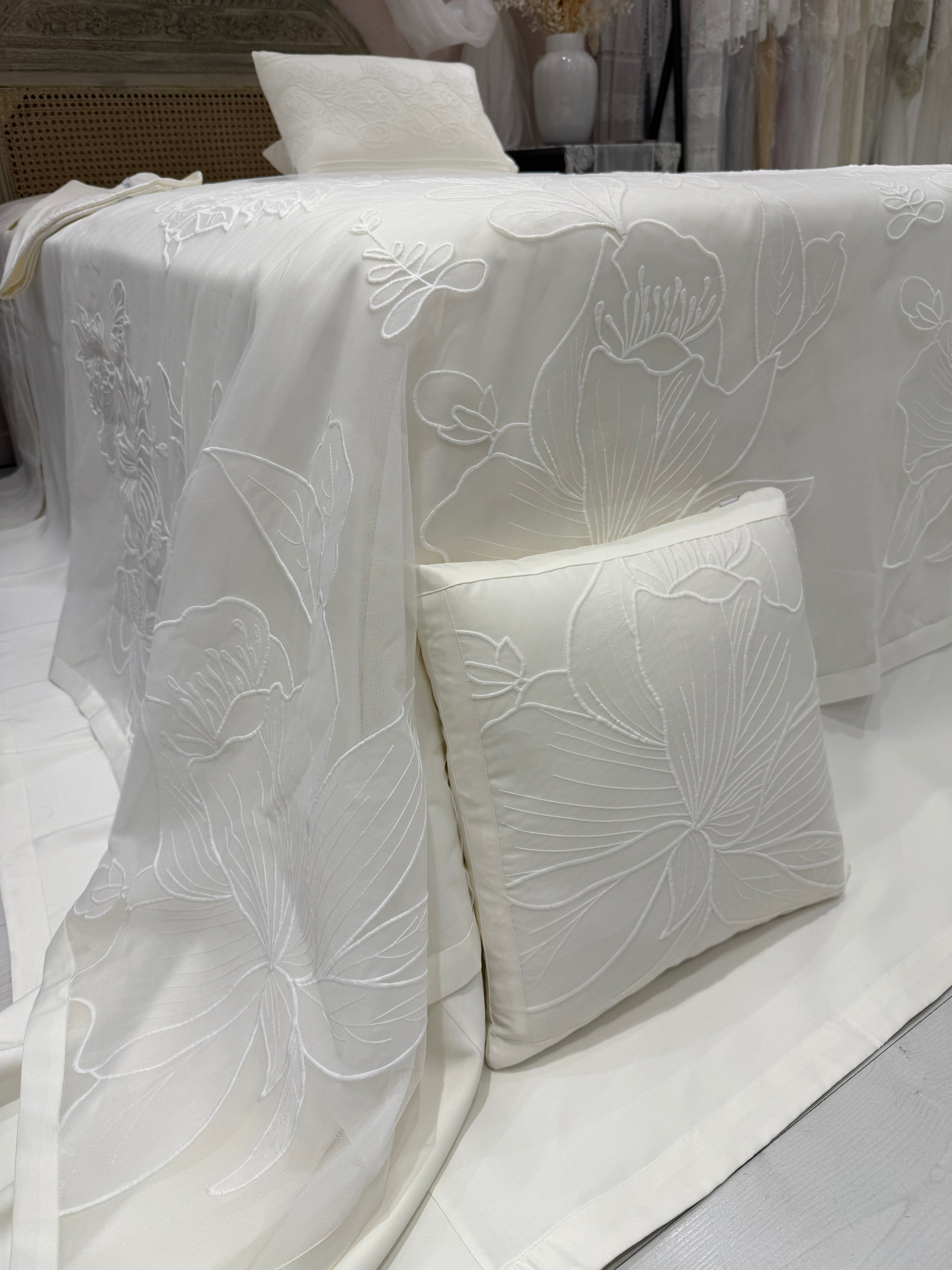 Luxury Modern Bedding Set with Floral Throw