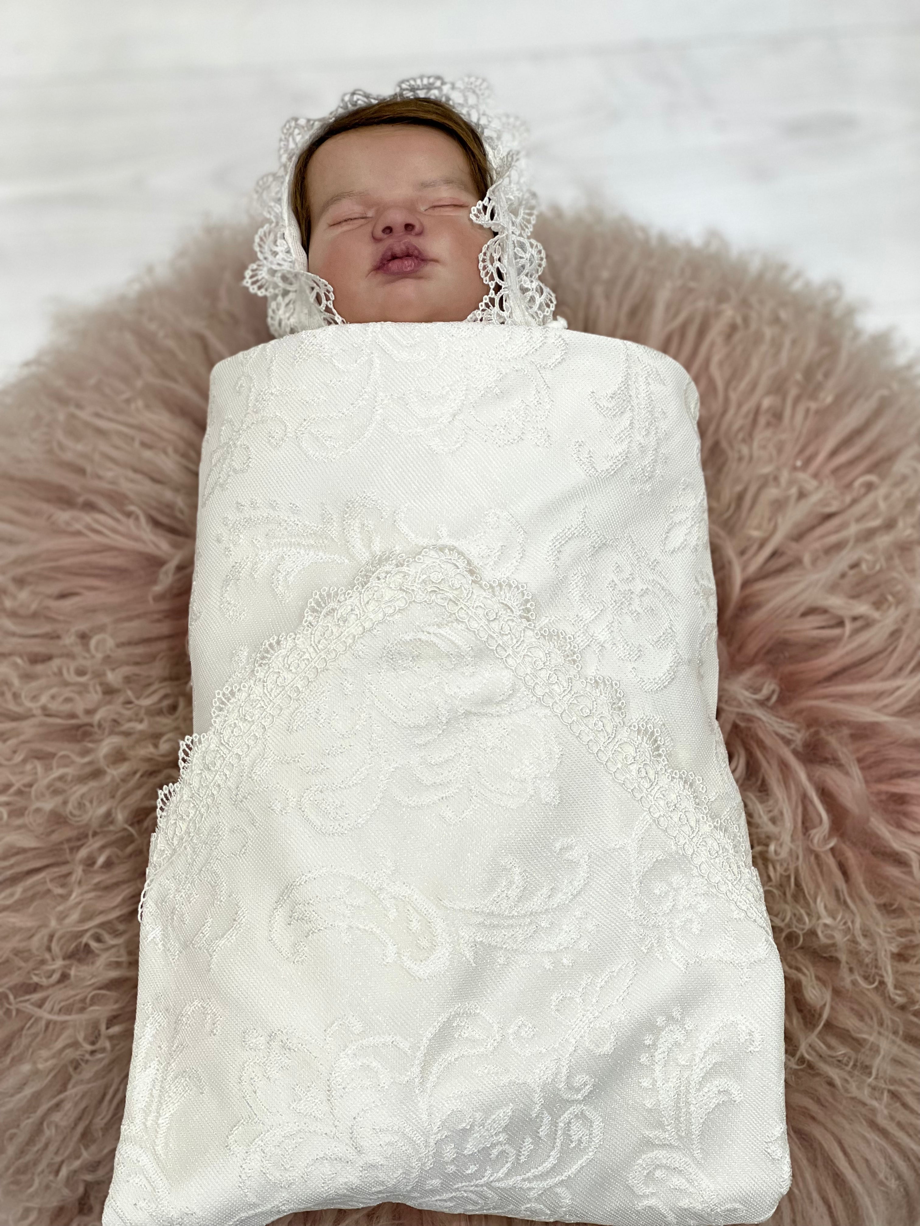 Victorian  Newborn Swaddle Set with Matching Cap