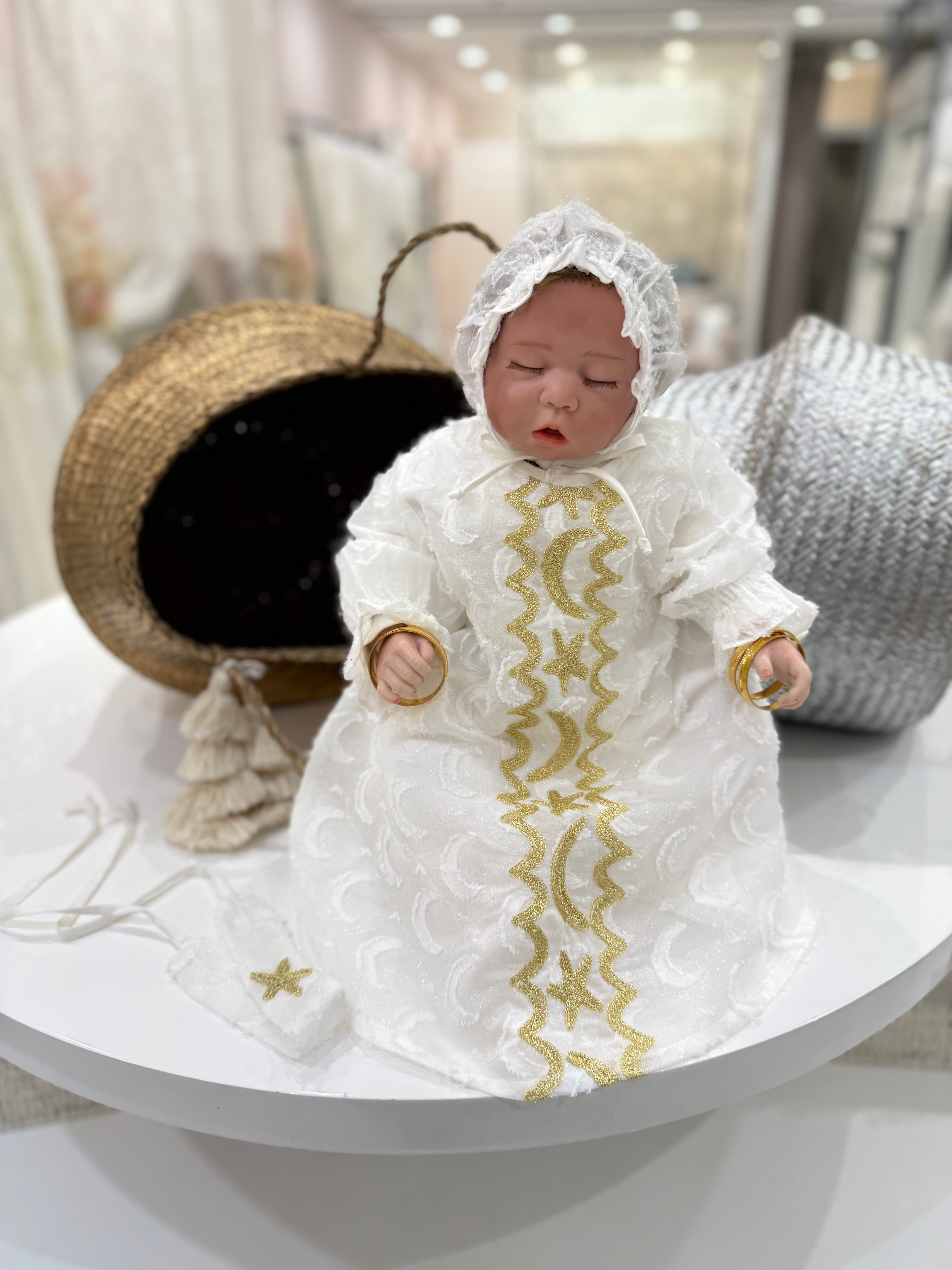 Baby Girl White Helal &Najma  Dress Set (Size 0–3)&(3-6) Months