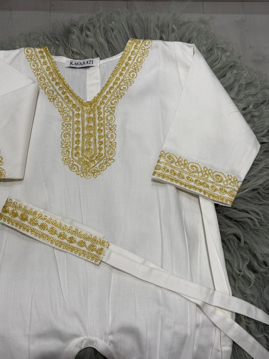 Embroidered Baby Girl Overall & Hair Band (Size 6–9 Months)