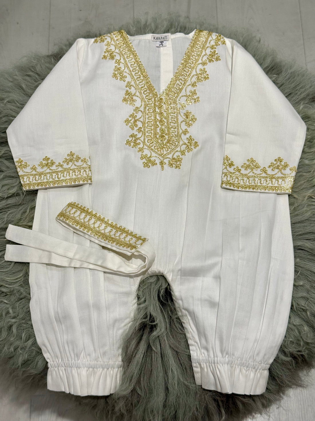 Ramadan Baby Girl Embroidered Overall Set (0–3M)