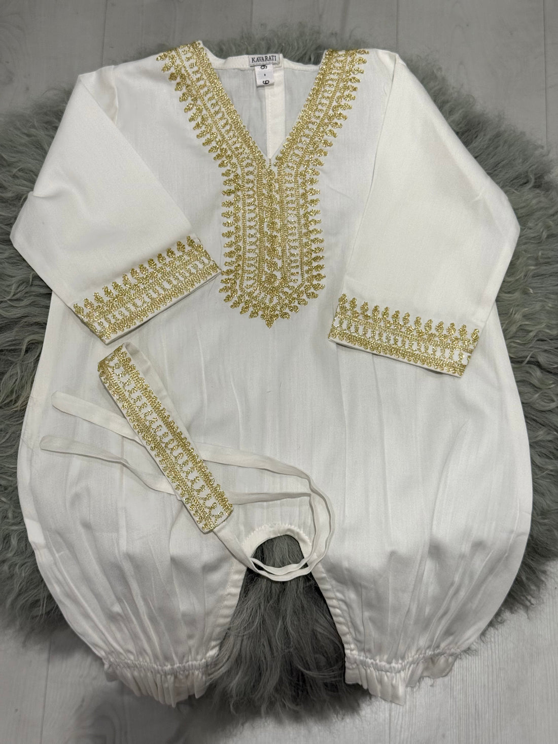 Ramadan Baby Girl Embroidered Overall Set (6–9M)