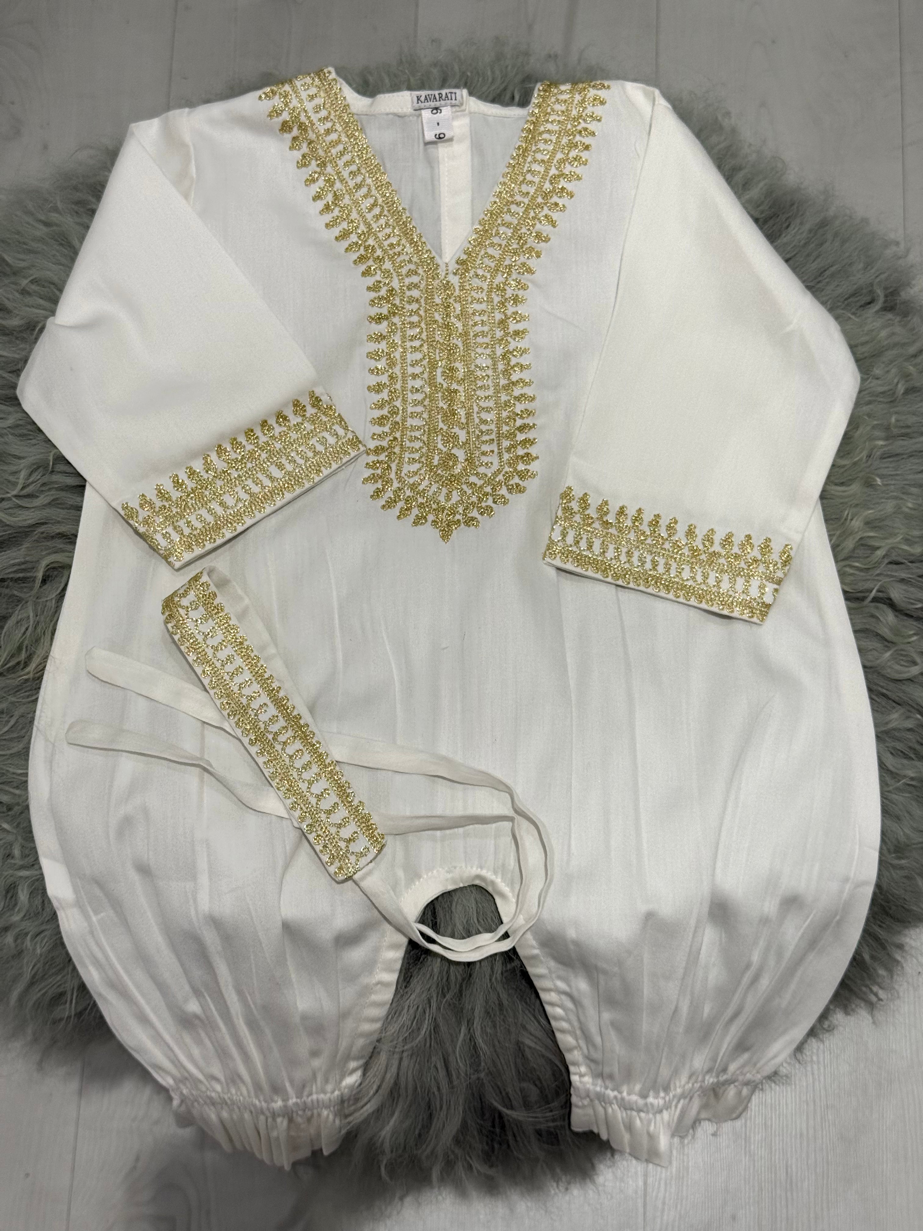 Ramadan Baby Girl Embroidered Overall Set (6–9M)