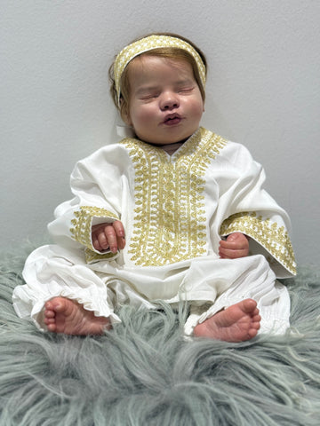 Ramadan Baby Girl Embroidered Overall Set (6–9M)