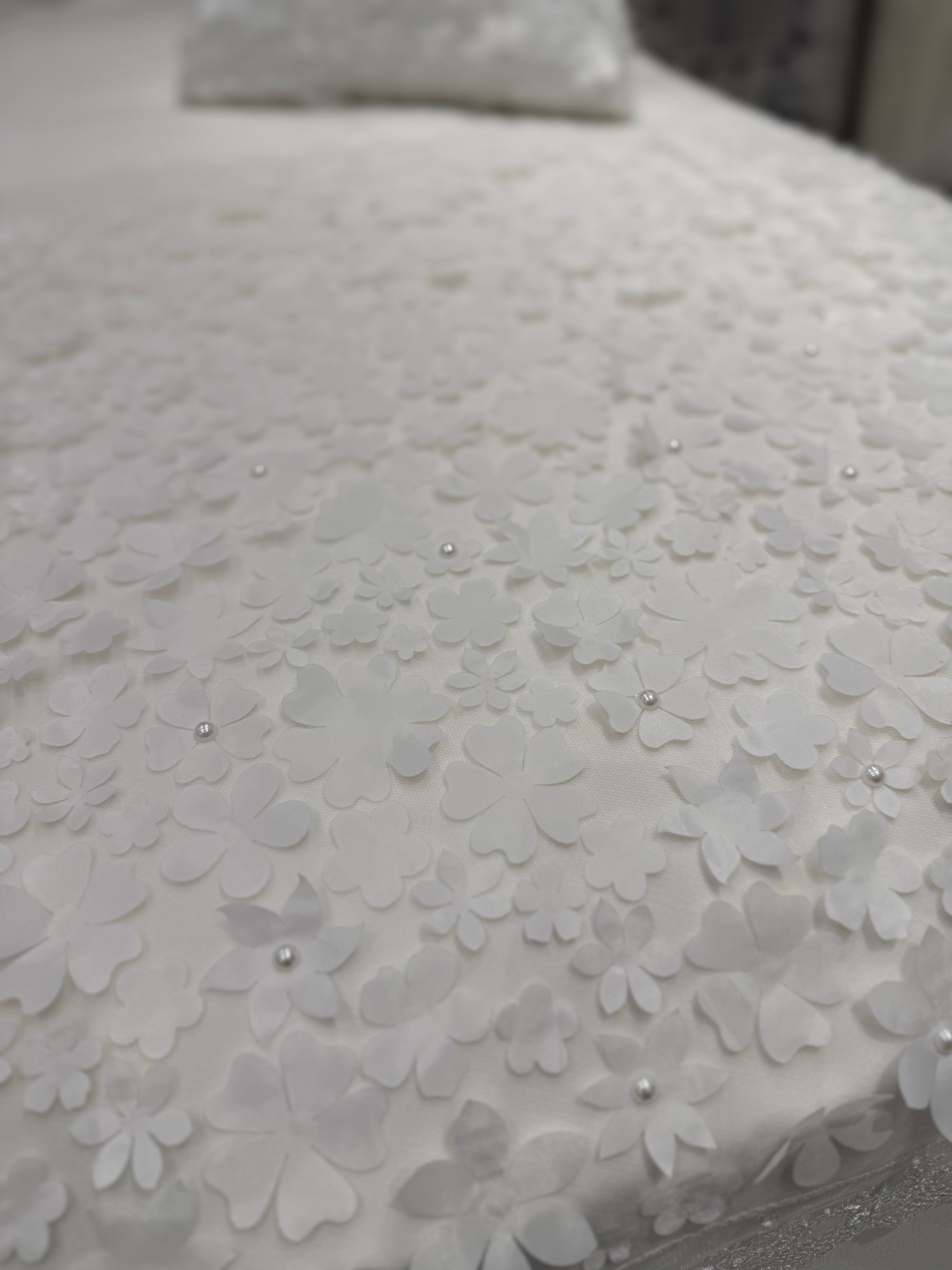 Floral Bed Throw with Pearl Accents