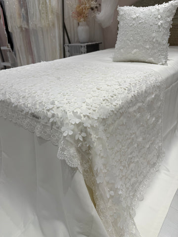 Floral Bed Throw with Pearl Accents