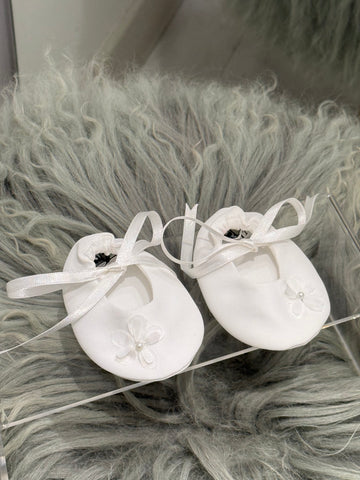 White Floral Newborn Booties
