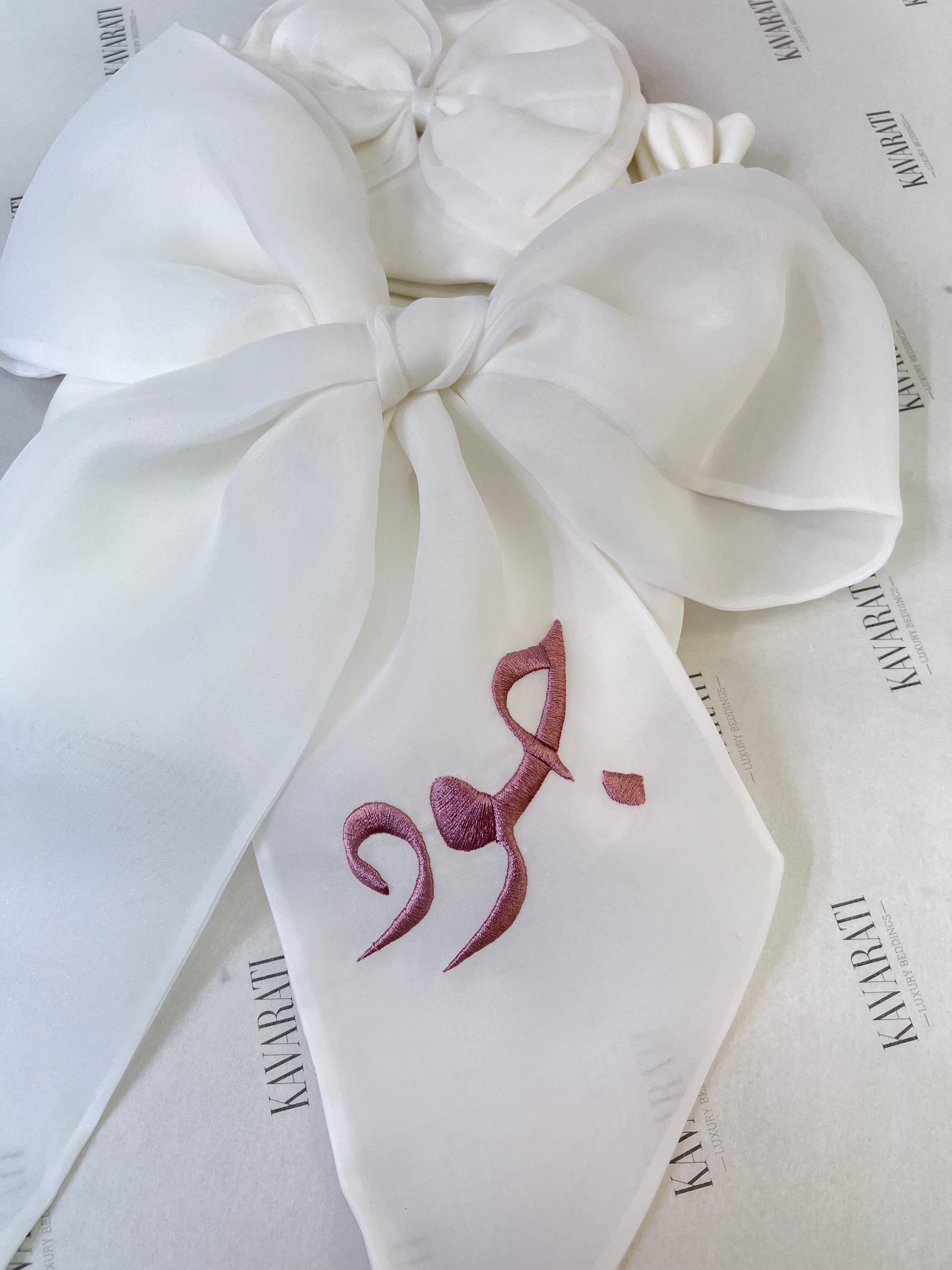 Elegant Cotton Swaddle & Matching Hat  with Bow(Embroidered with Baby’s Name)