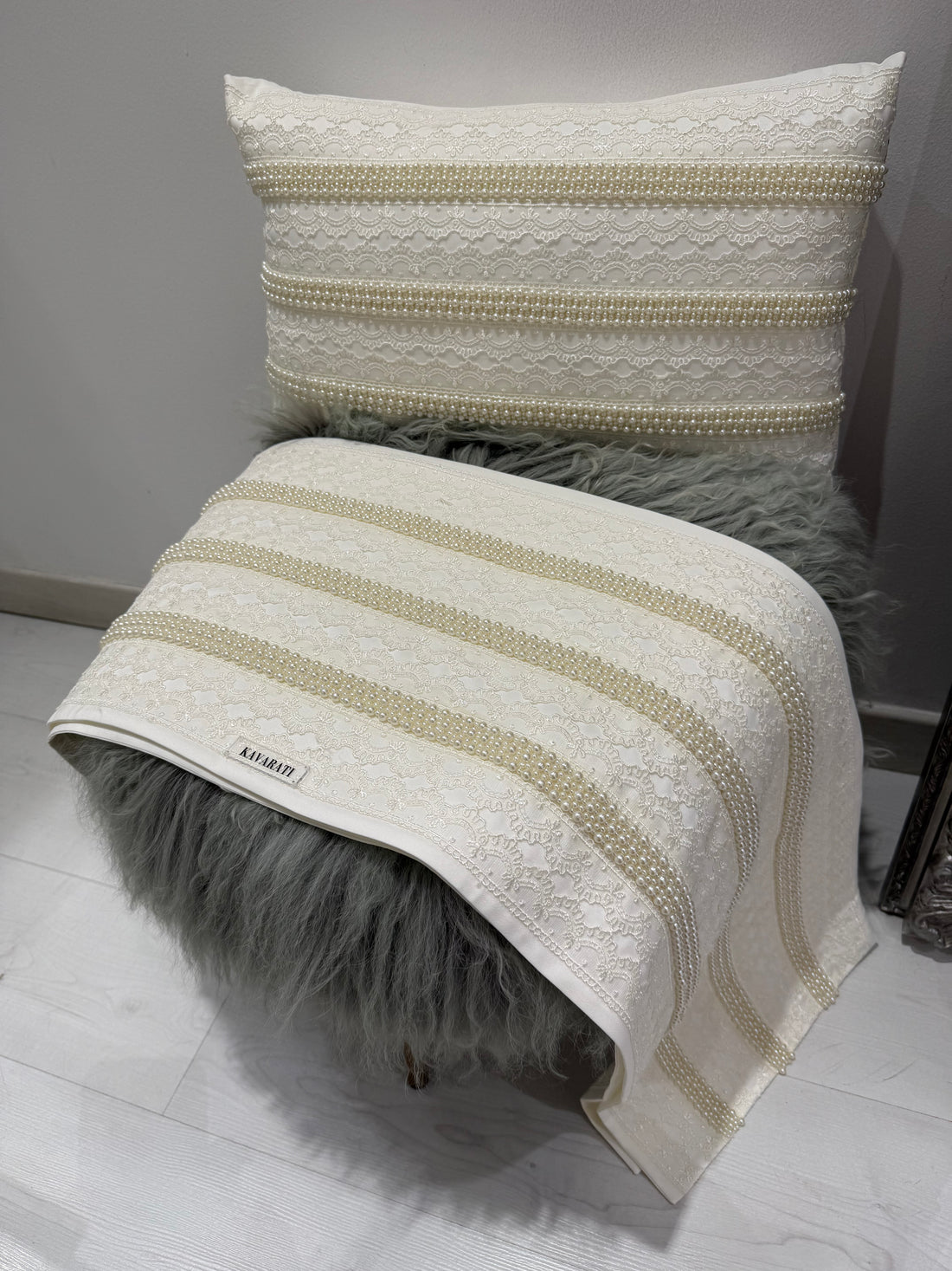 Refined Bed Throw with Pearl Accents