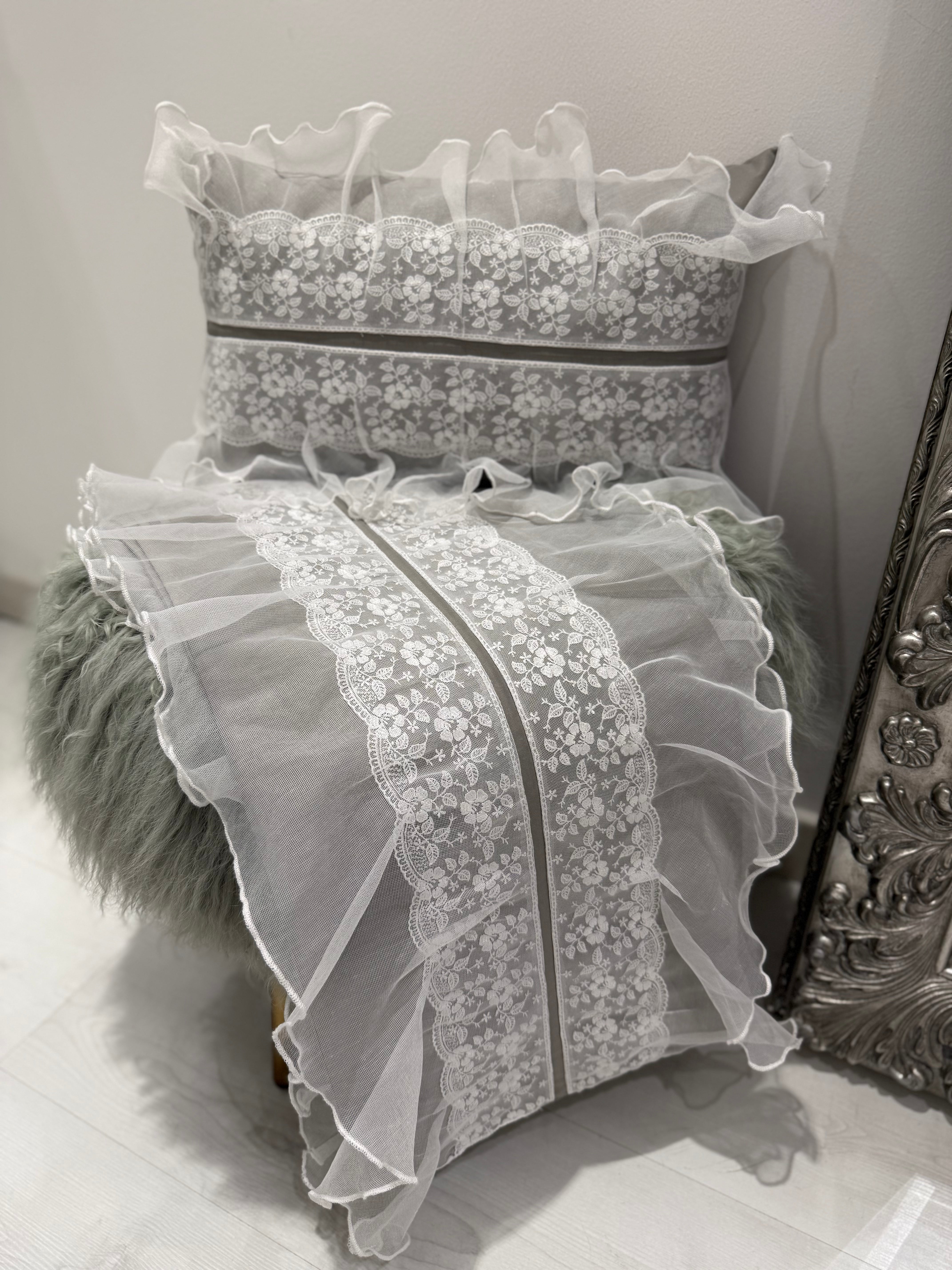Elegant Ruffled Bed Throw