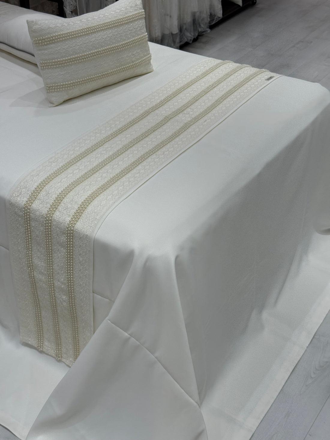 Refined Bed Throw with Pearl Accents