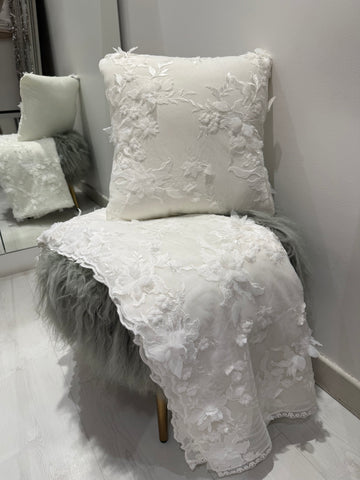 Luxury 3D Floral Bed Throw
