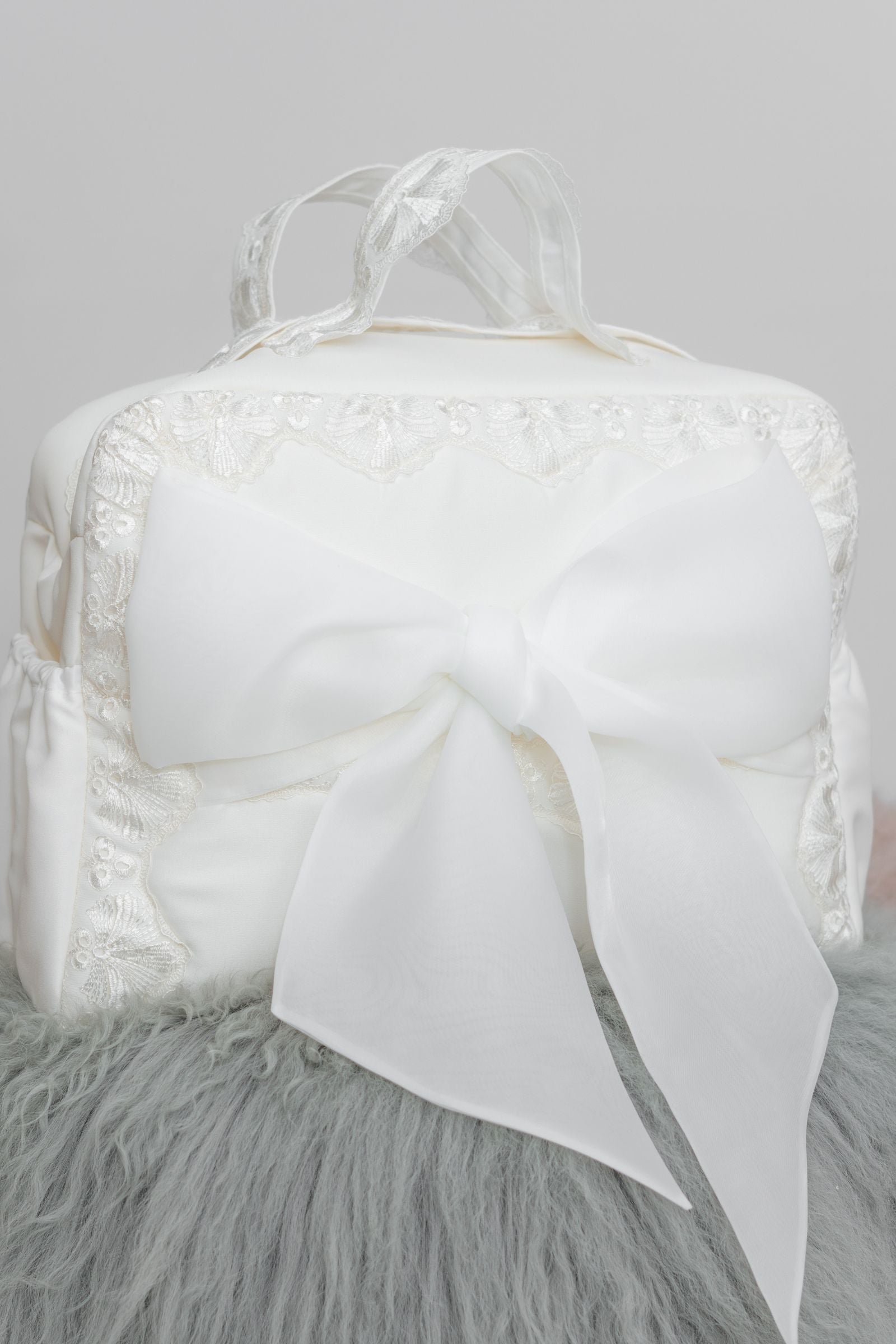 Luxury Baby Essentials Bag with Bow – Ivory White