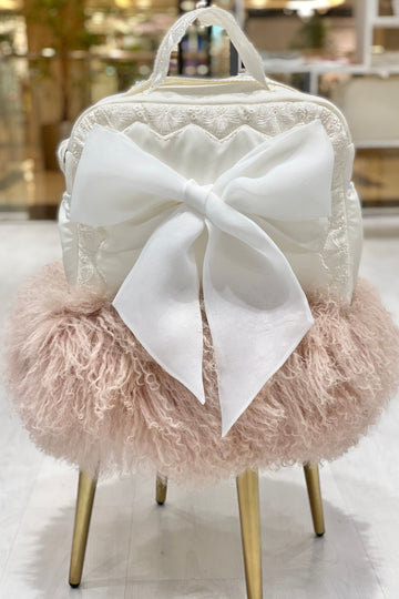 Luxury Baby Essentials Bag with Bow – Ivory White