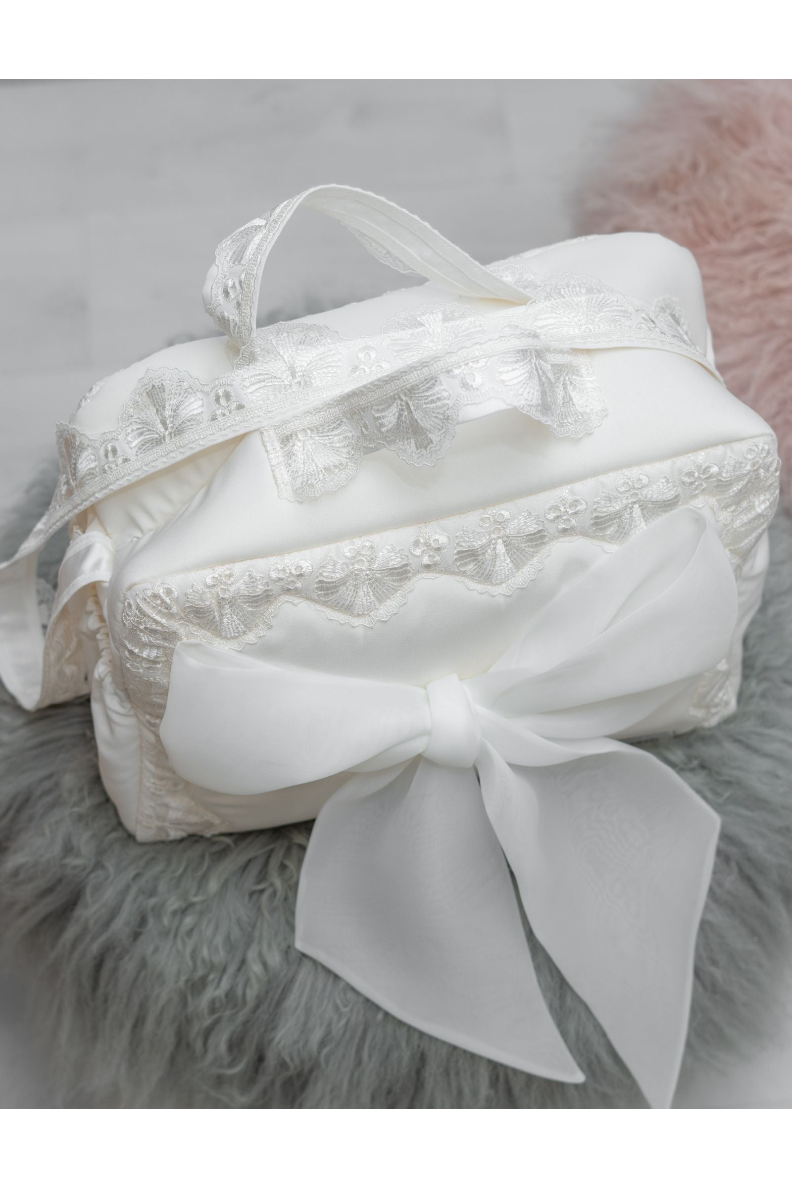Luxury Baby Essentials Bag with Bow – Ivory White