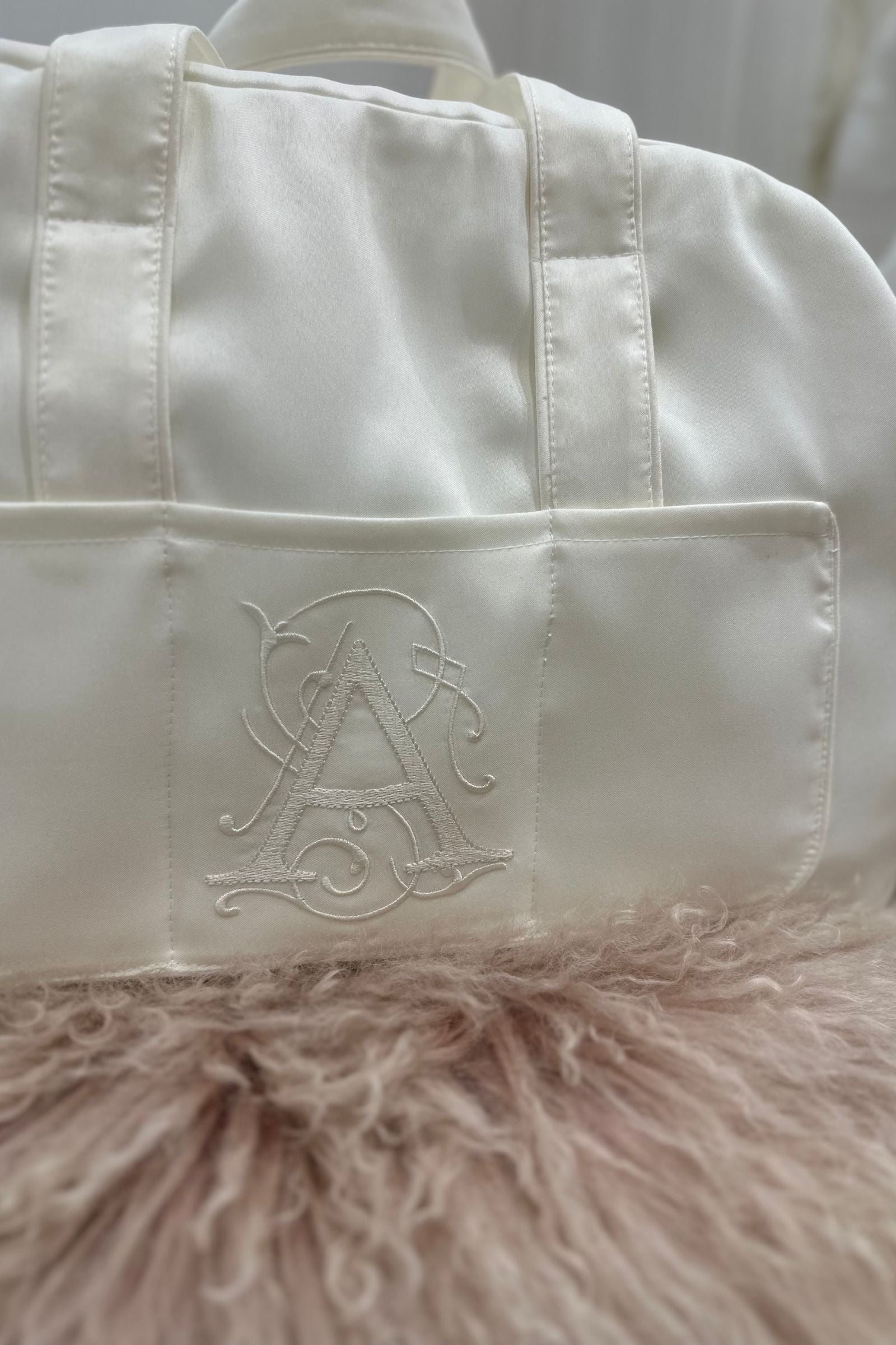 Elegant Embroidered Ivory Baby Changing Bag