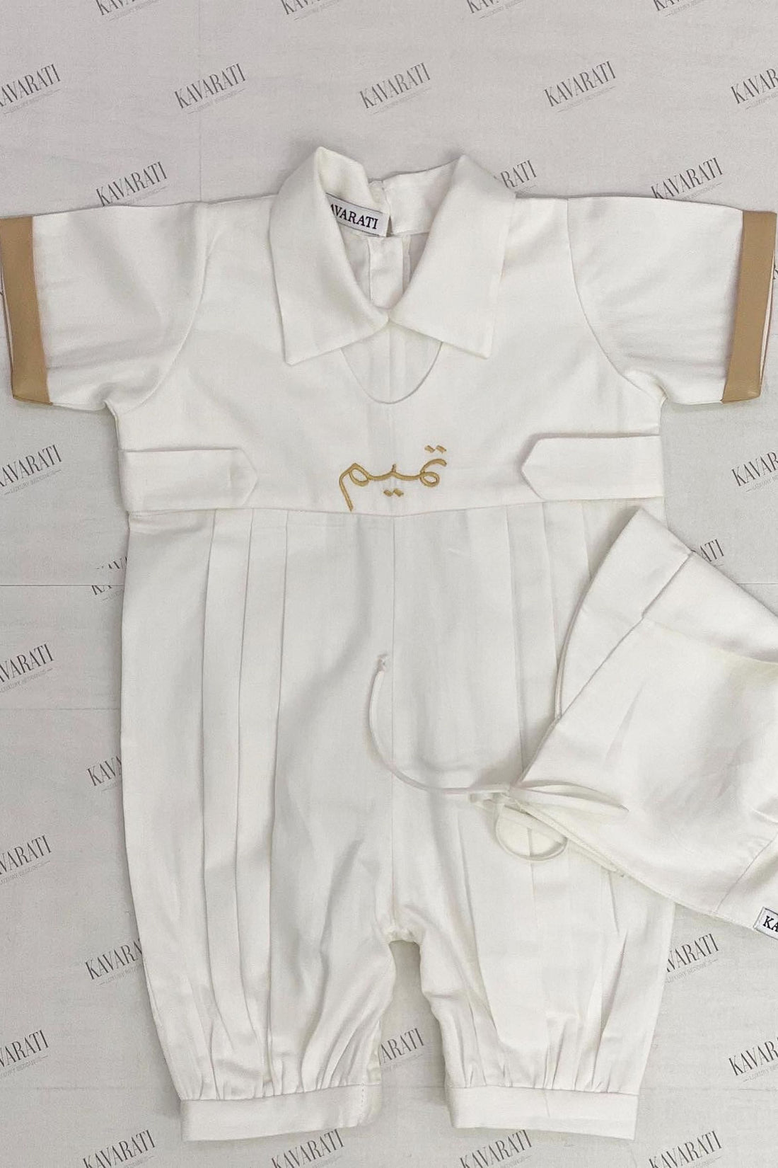 Personalized Cotton Baby Overall with Matching Hat – Custom Name Embroidery