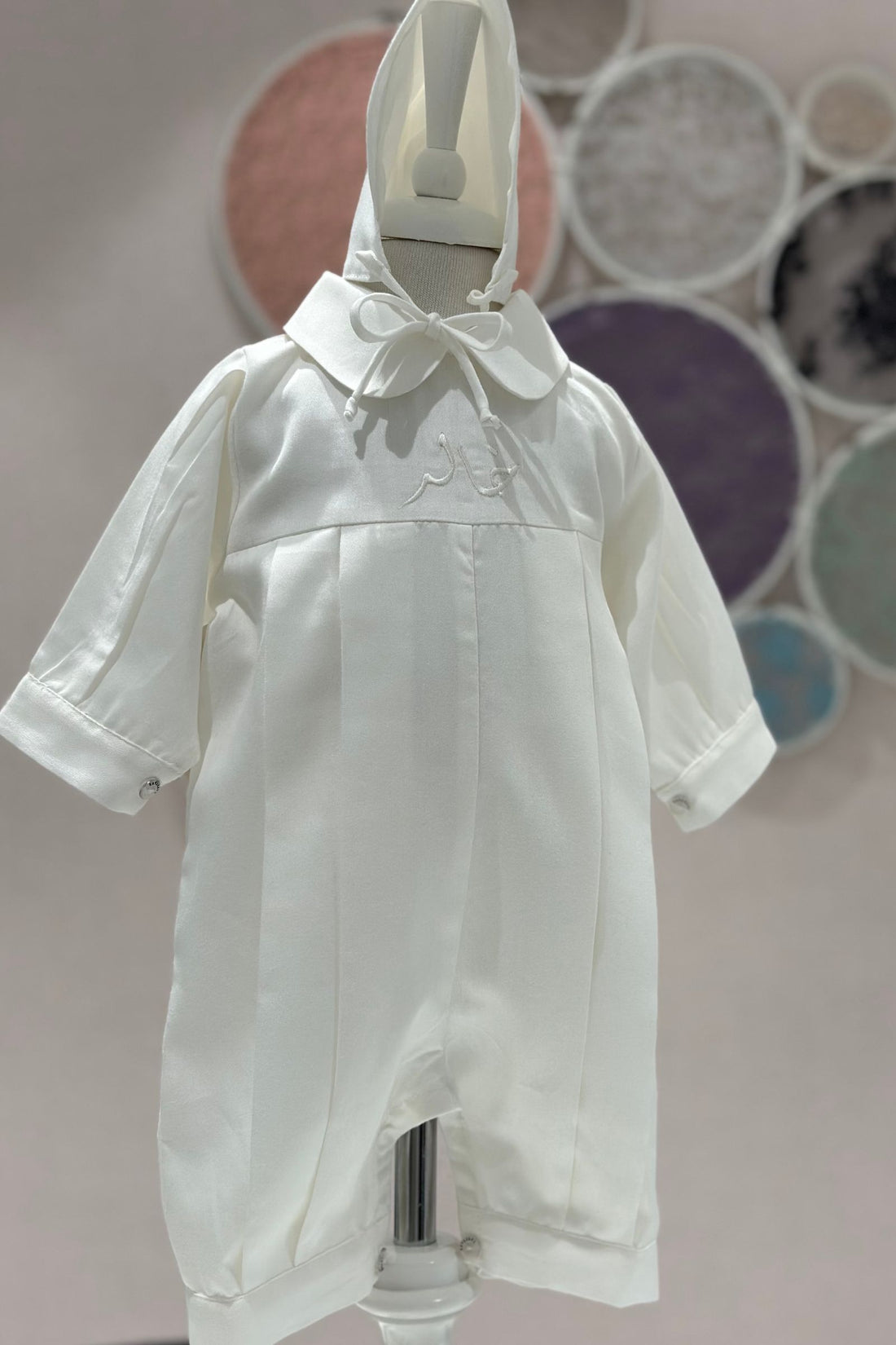 Personalized Embroidery And Custom White Baby Cotton Overall with Hood