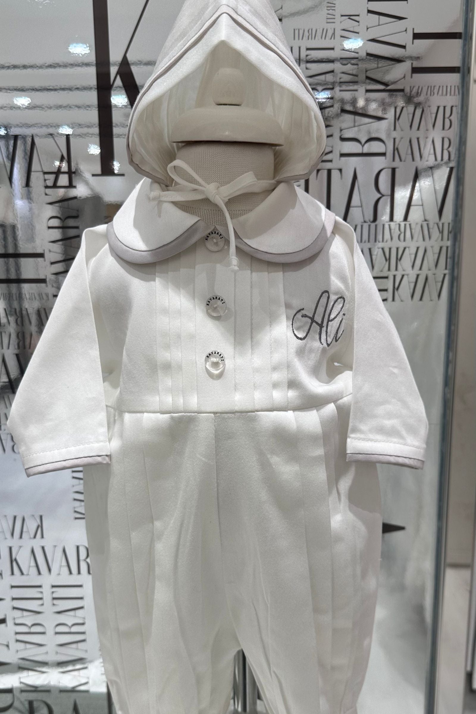 Pleated Cotton Overall with Embroidery