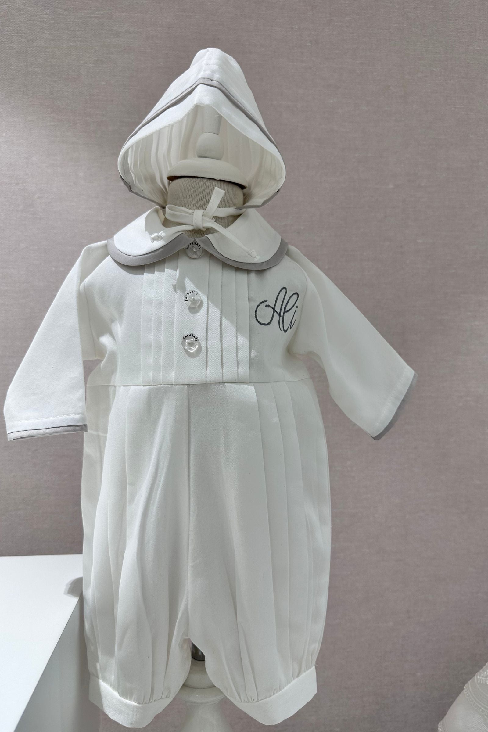 Pleated Cotton Overall with Embroidery