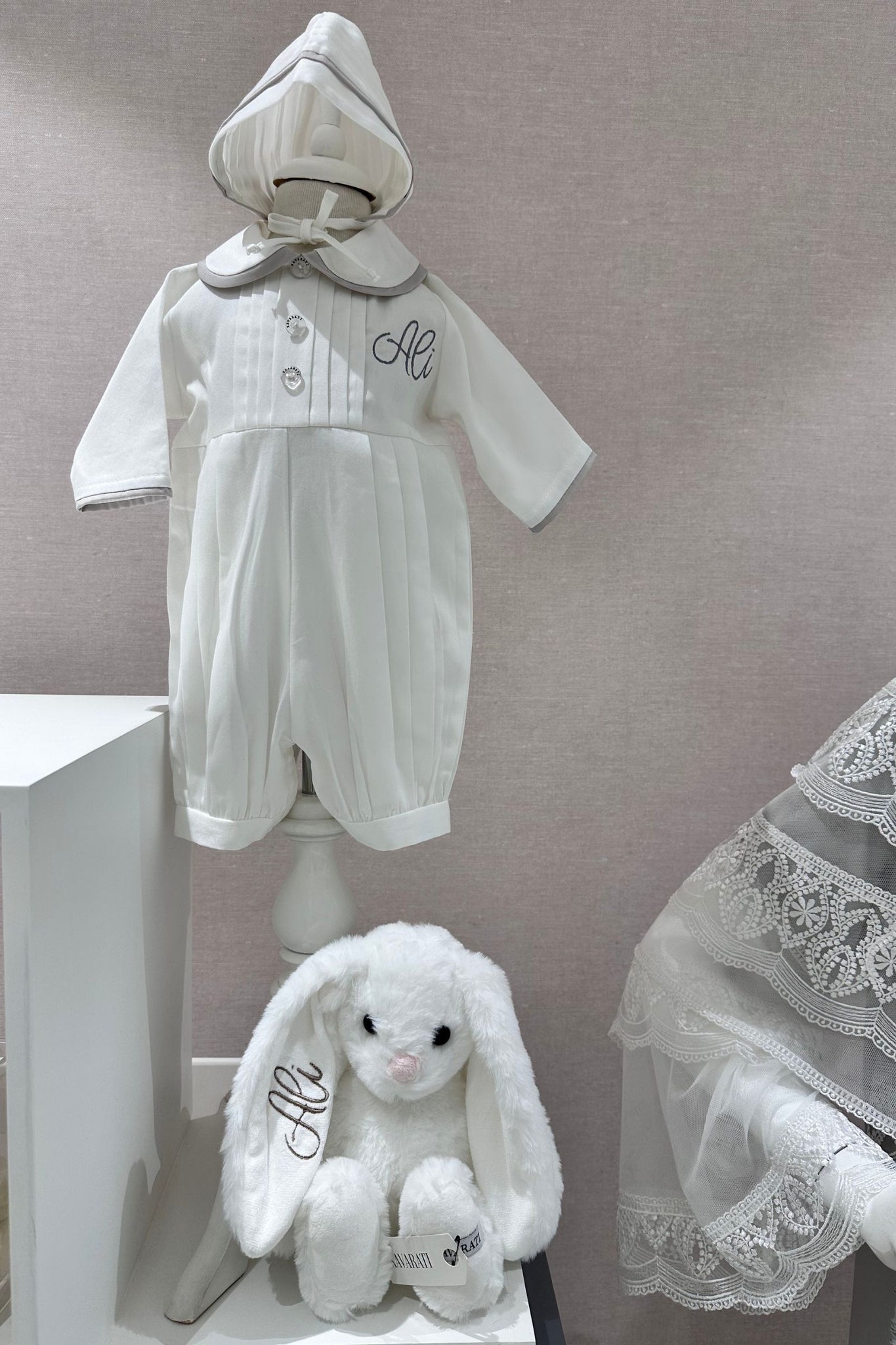 Pleated Cotton Overall with Embroidery