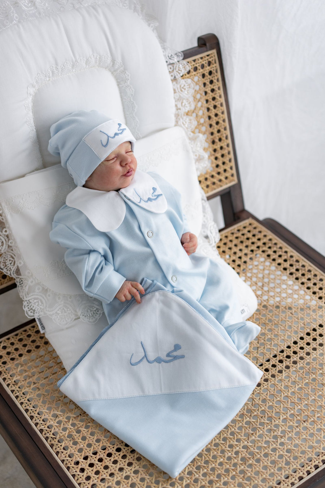 Personalized Cream Baby Overall with Cap – Soft Cotton – Size 0–3 Months