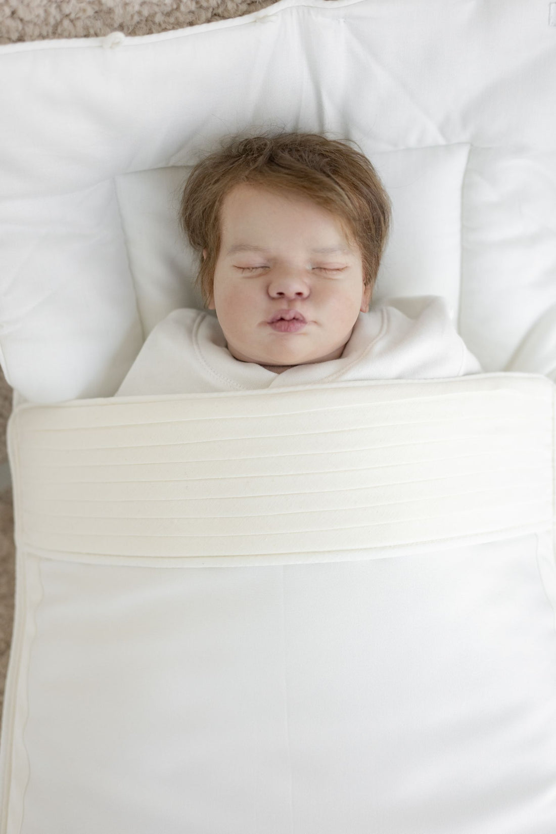 Hand-Embroidered White Baby Sleeping Bag – Soft & Elegant Cotton Wrap