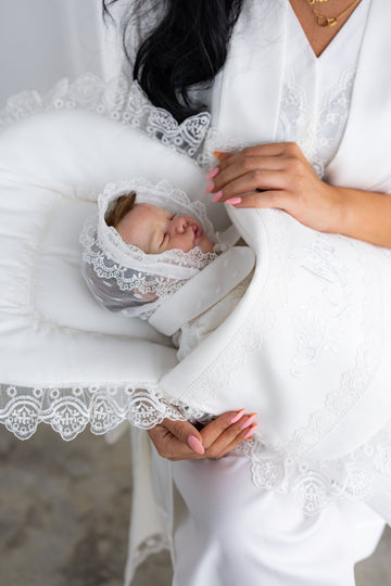 Classic Embroidered Baby Sleeping Bag with Matching Cap