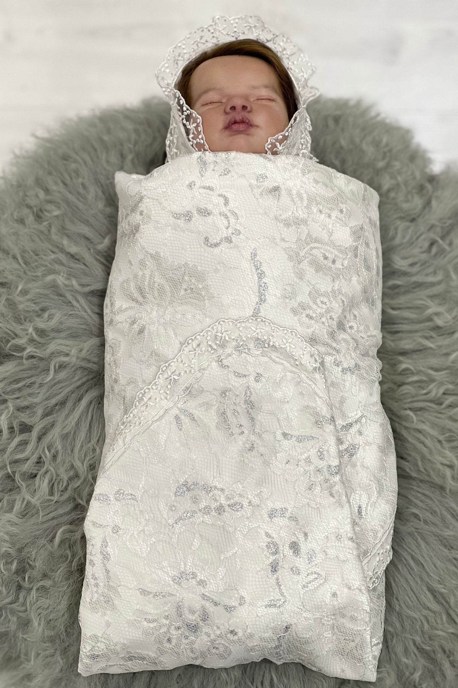 Victorian  Newborn Swaddle Set with Matching Cap