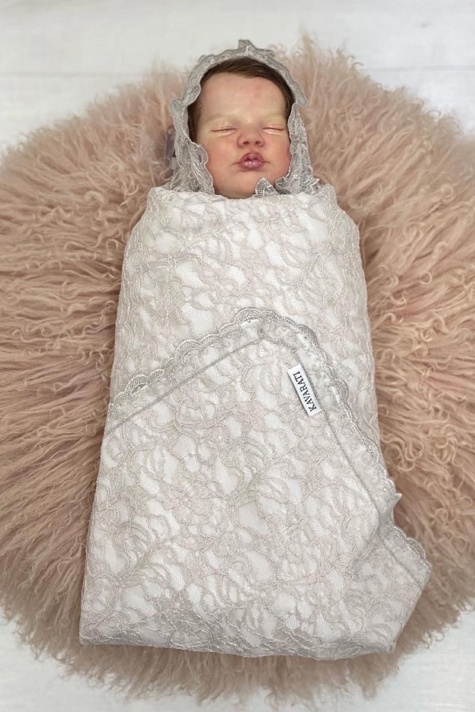 Victorian  Newborn Swaddle Set with Matching Cap