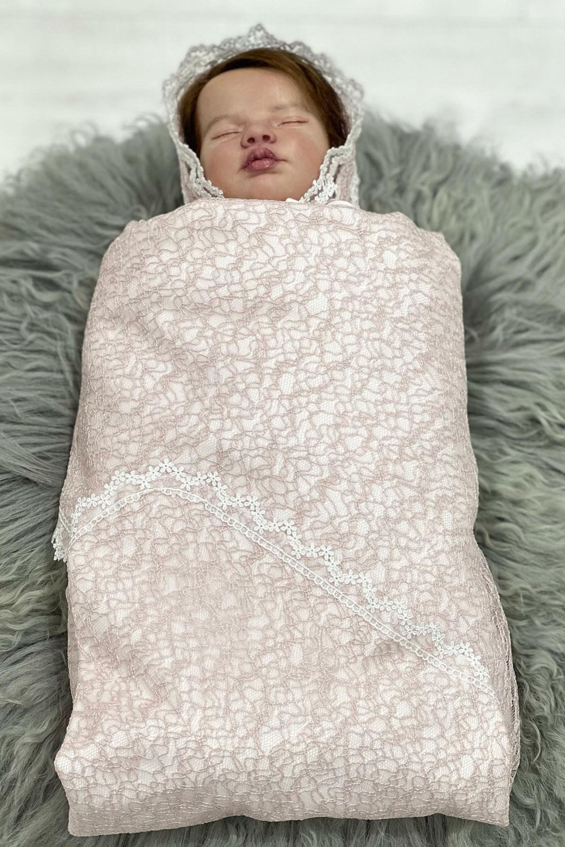 Elegant White Cotton Newborn Swaddle Set with Pearl Detailing