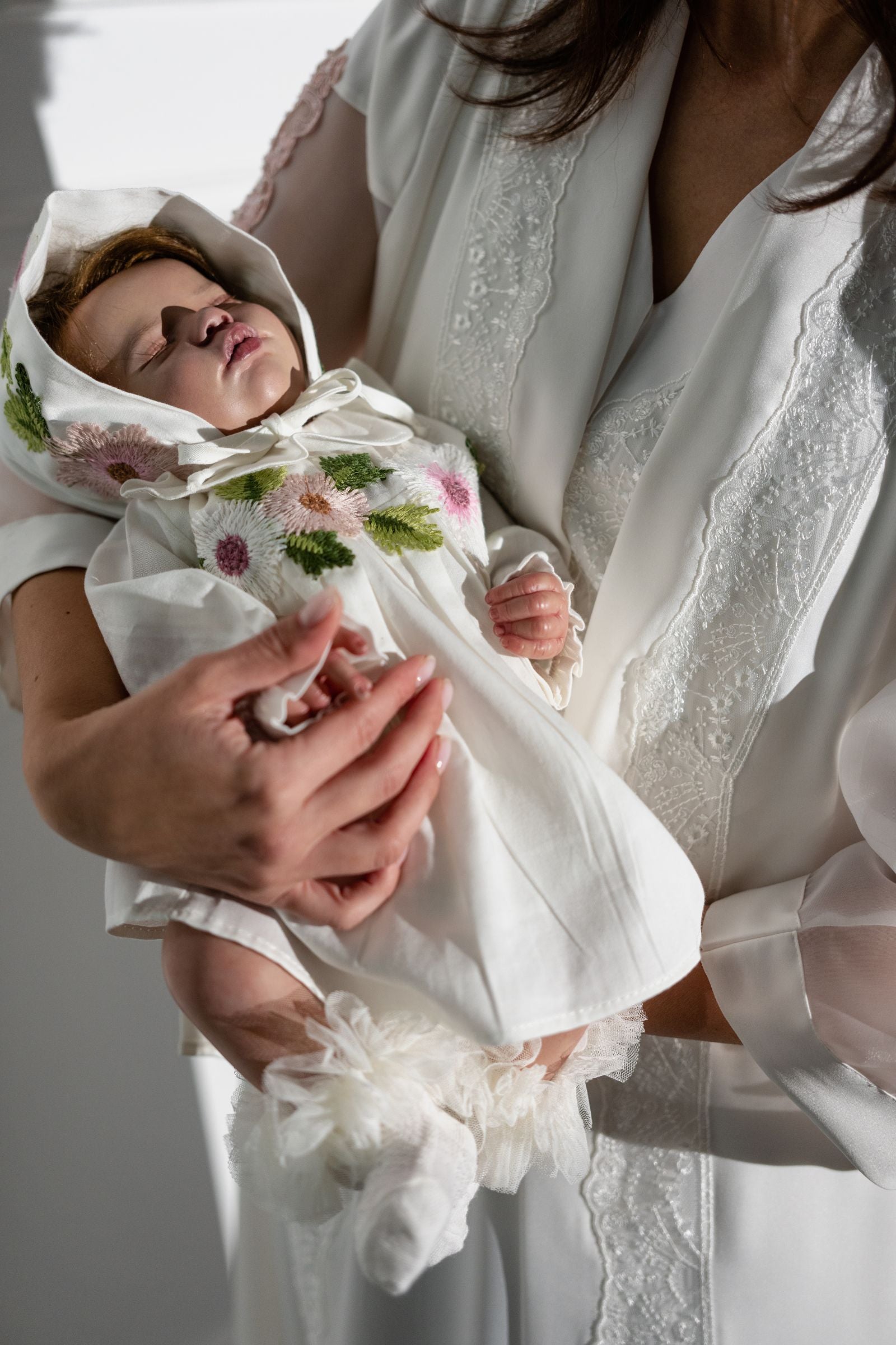 Floral Embroidered Baby Dress with Cap