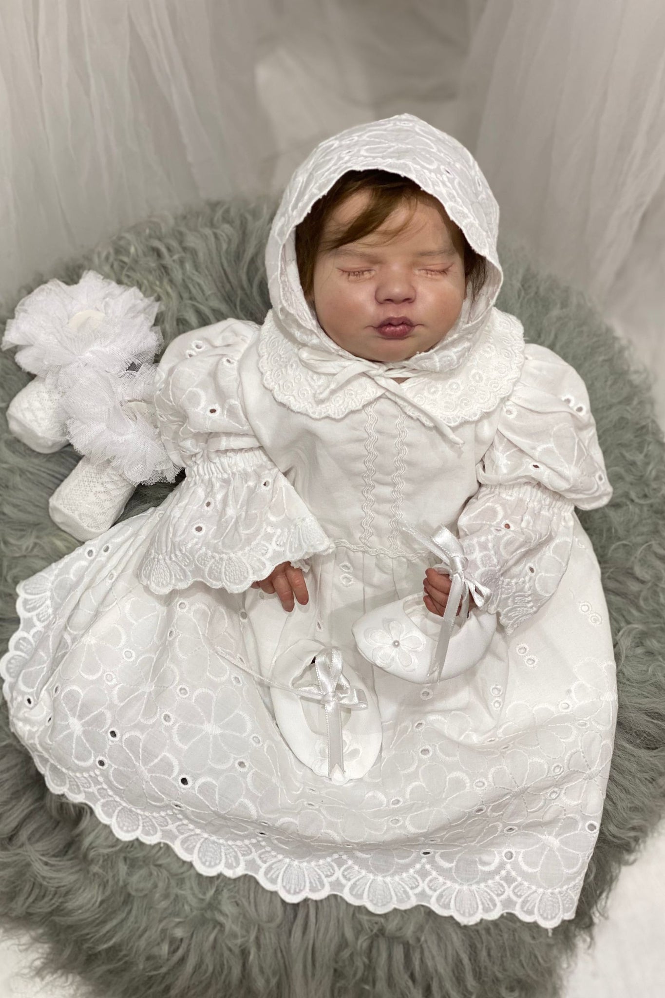 Embroidered Cotton Baby Dress with Matching Cap