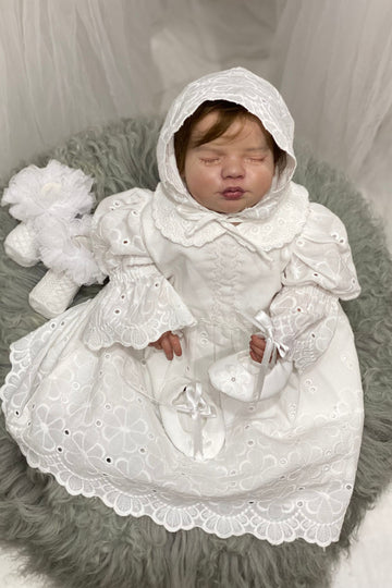 Embroidered Cotton Baby Dress with Matching Cap