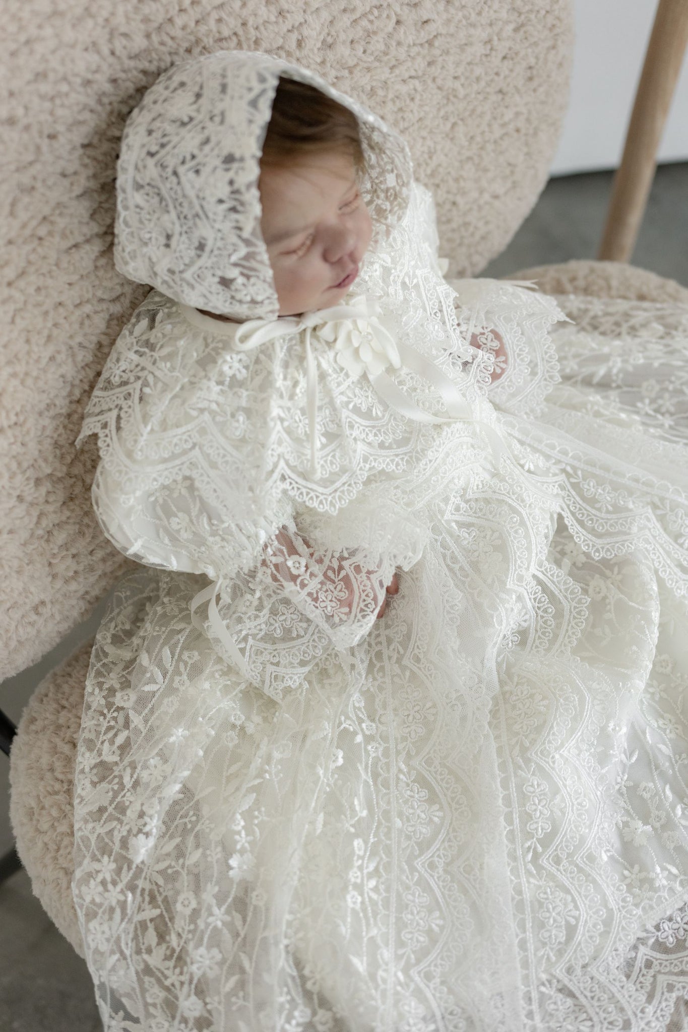 Victorian Inspired Baby Gown with Lace