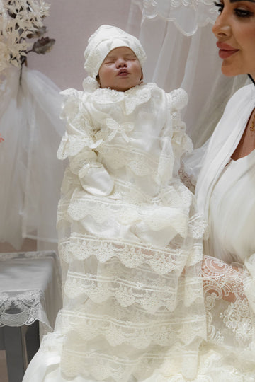 Victorian Baby Dress with Layered Lace